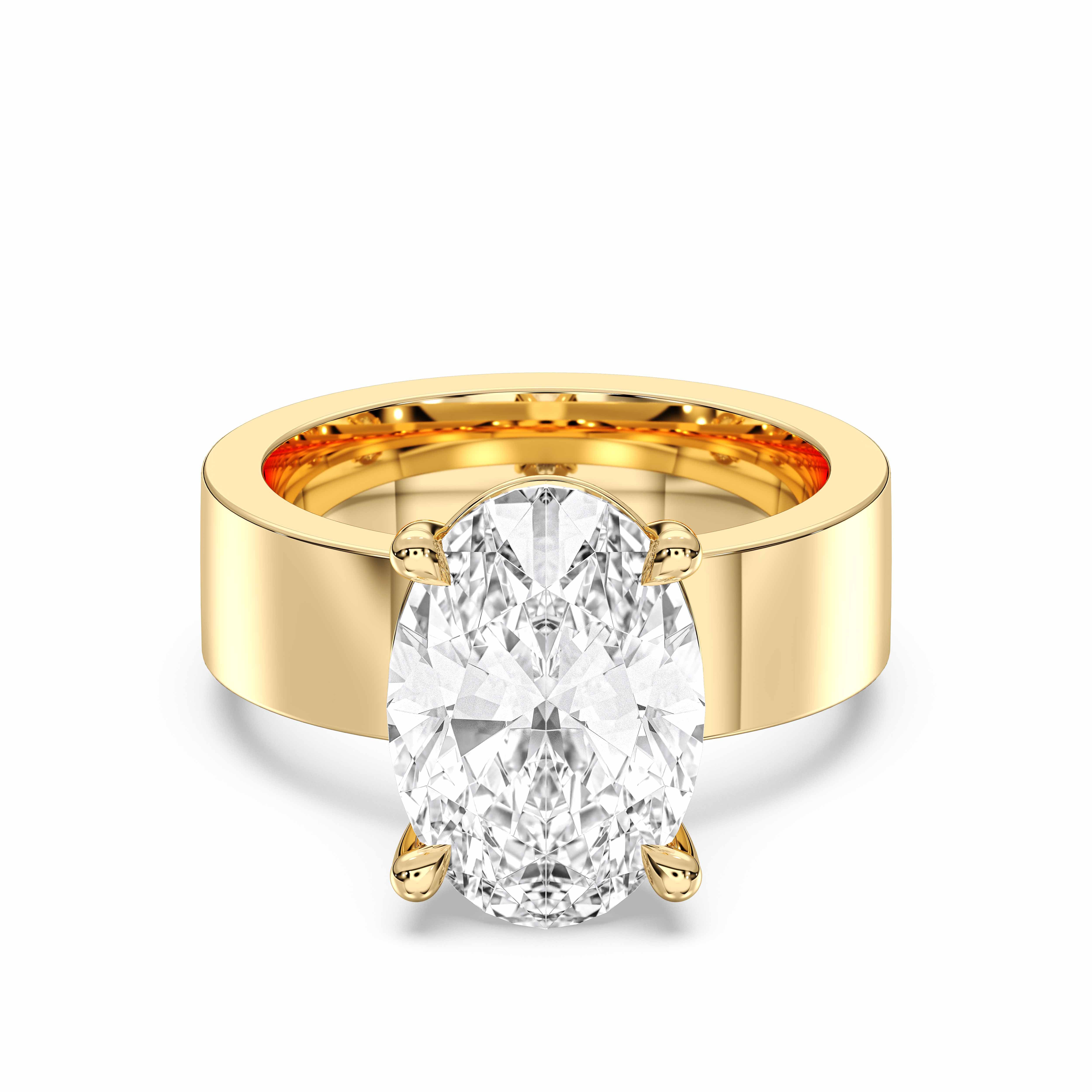 Oval Cut 3.71 Carat Lab Grown Prong Set Solitaire Ring in Solid Gold For Her