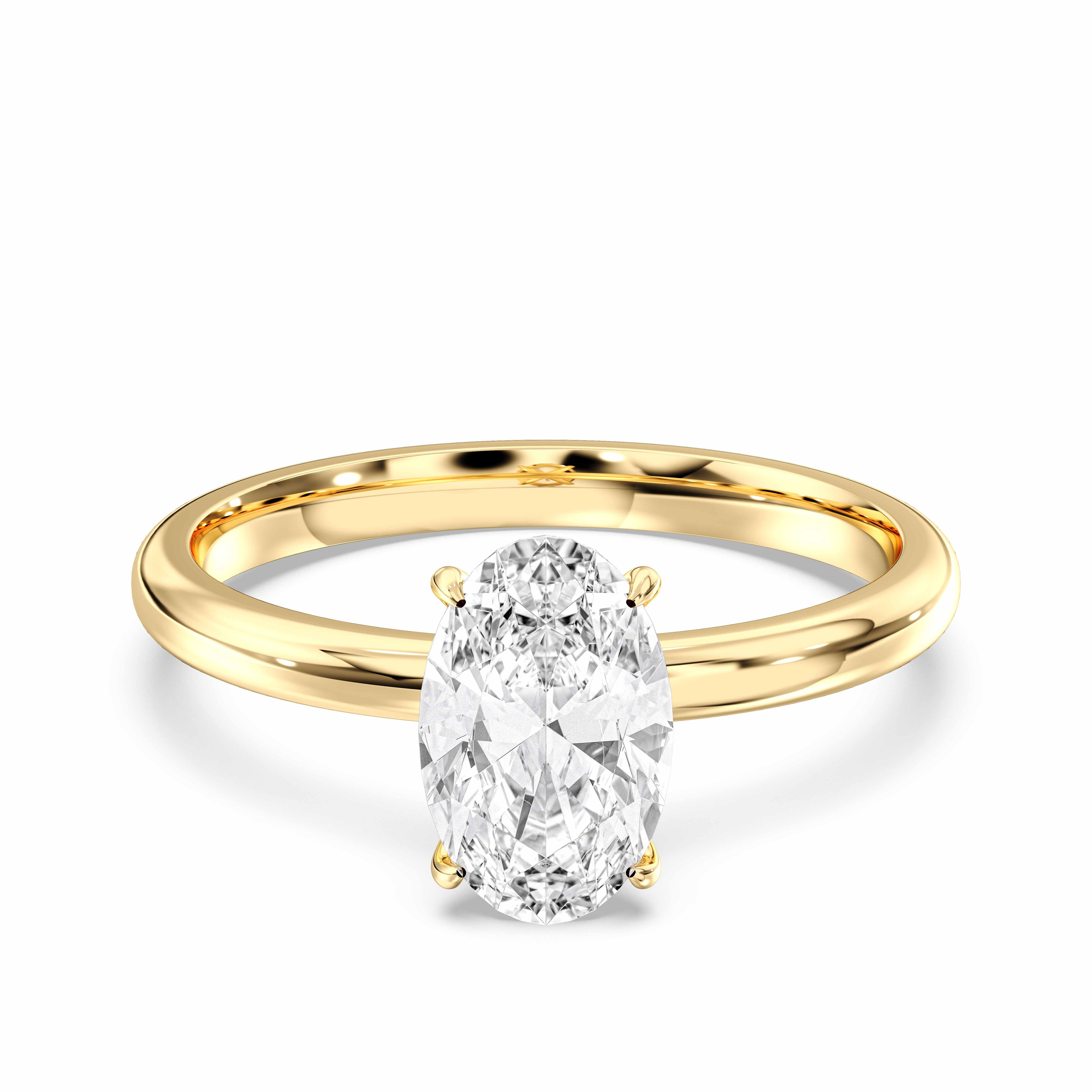 Oval Cut 2 Carat Lab Grown Diamond Prong Set Solitaire Ring in Solid Gold for Her