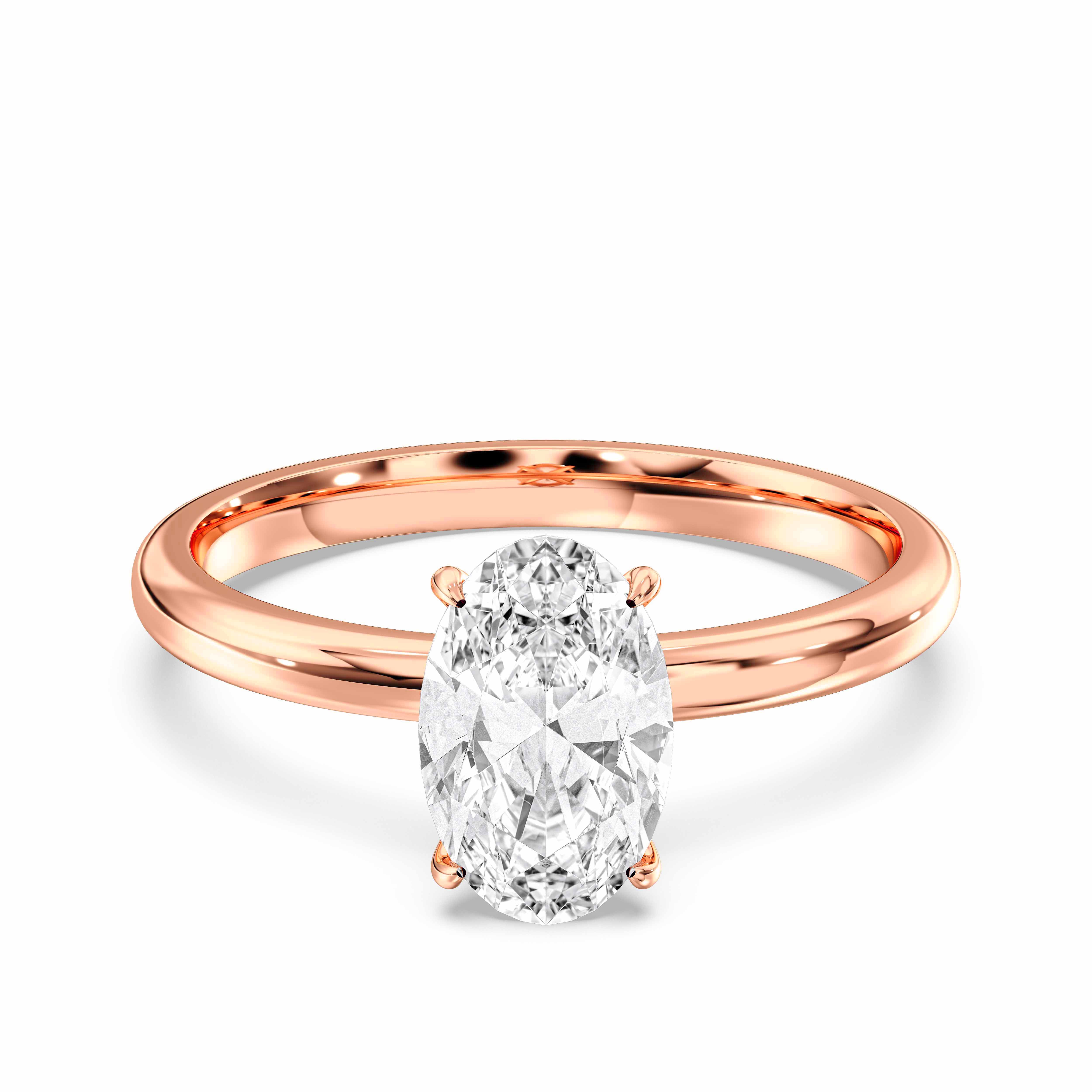 Oval Cut 2 Carat Lab Grown Diamond Prong Set Solitaire Ring in Solid Gold for Her