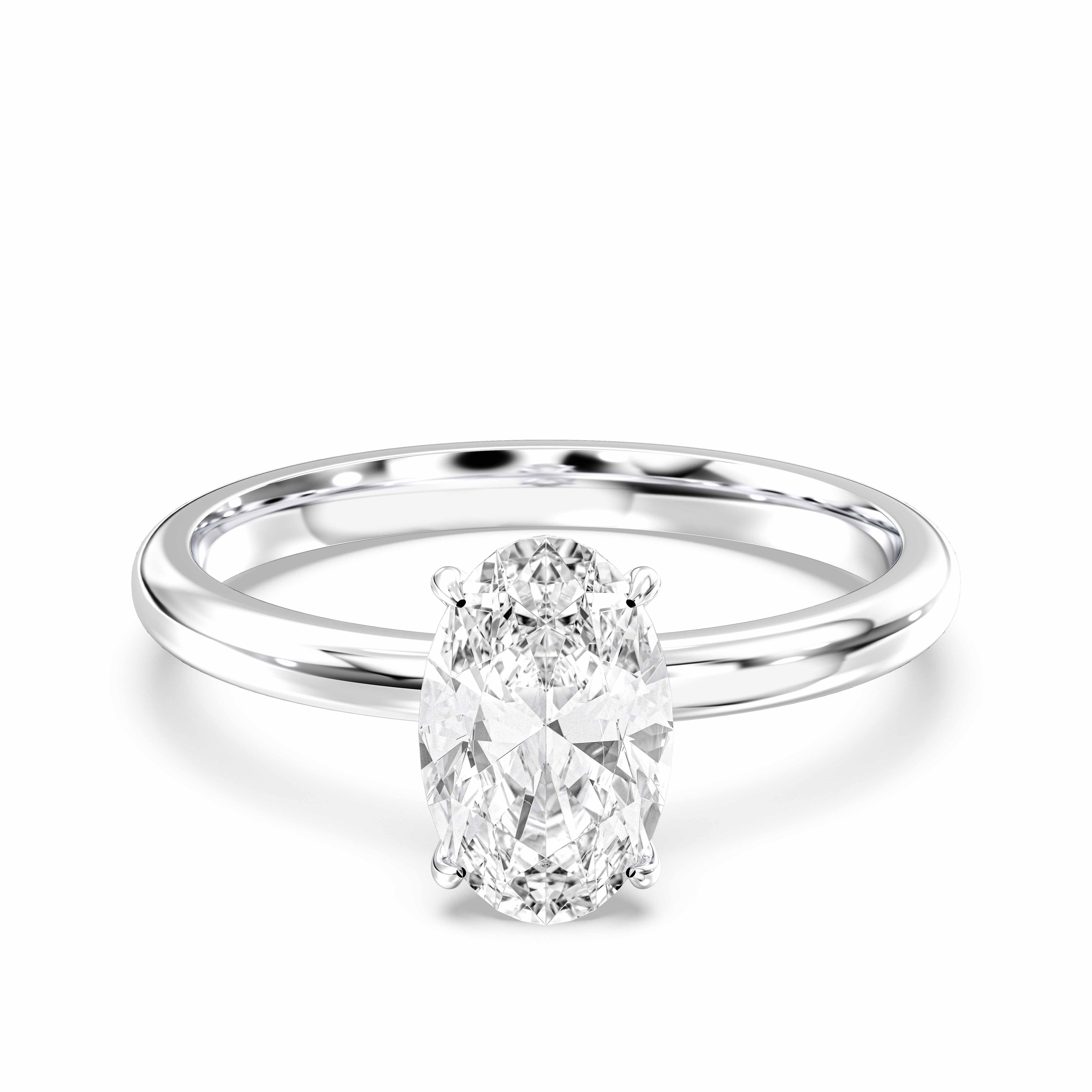 Oval Cut 2 Carat Lab Grown Diamond Prong Set Solitaire Ring in Solid Gold for Her