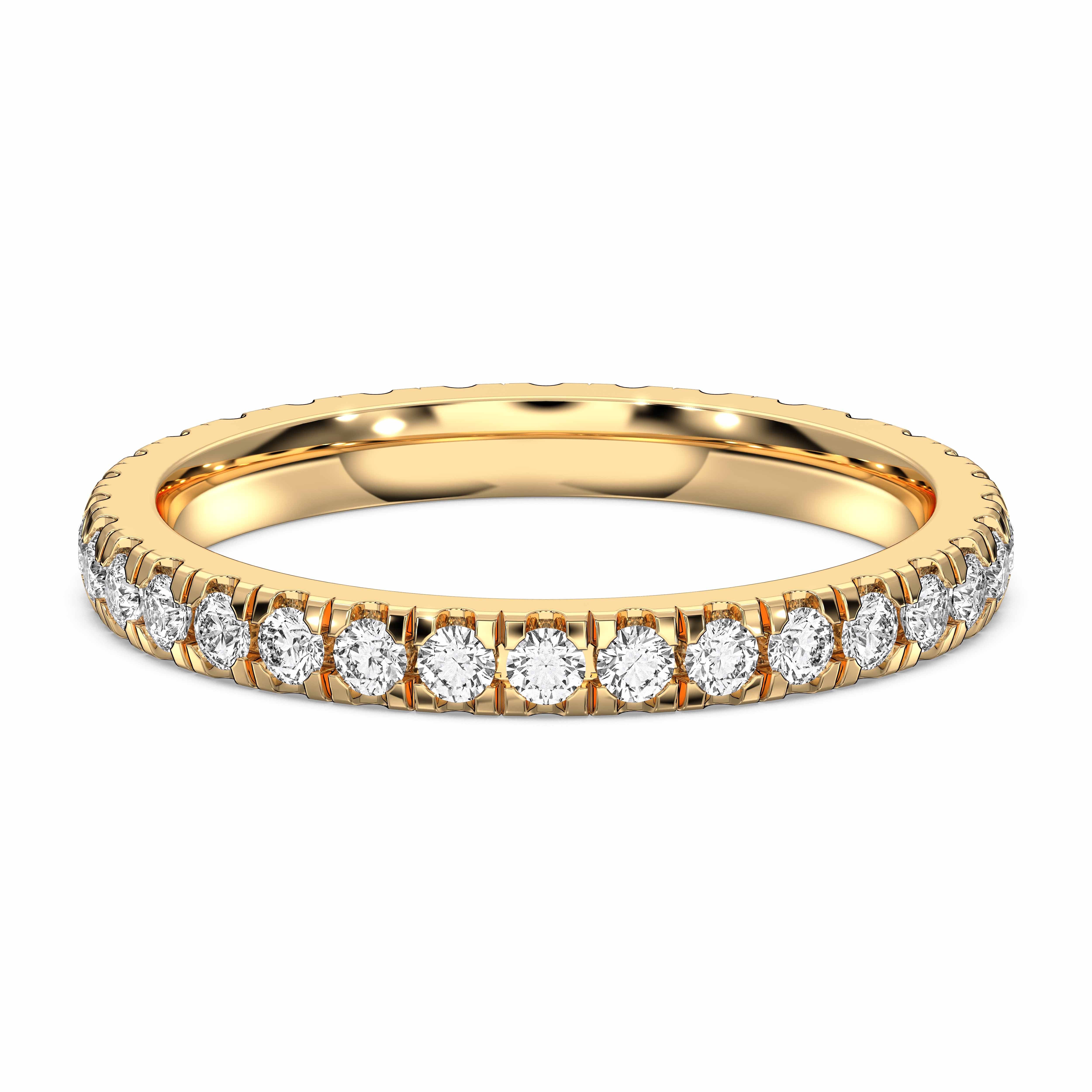 Round Cut 0.70 Carat Lab Grown Diamond Prong Set Wedding Band in Solid Gold for Her