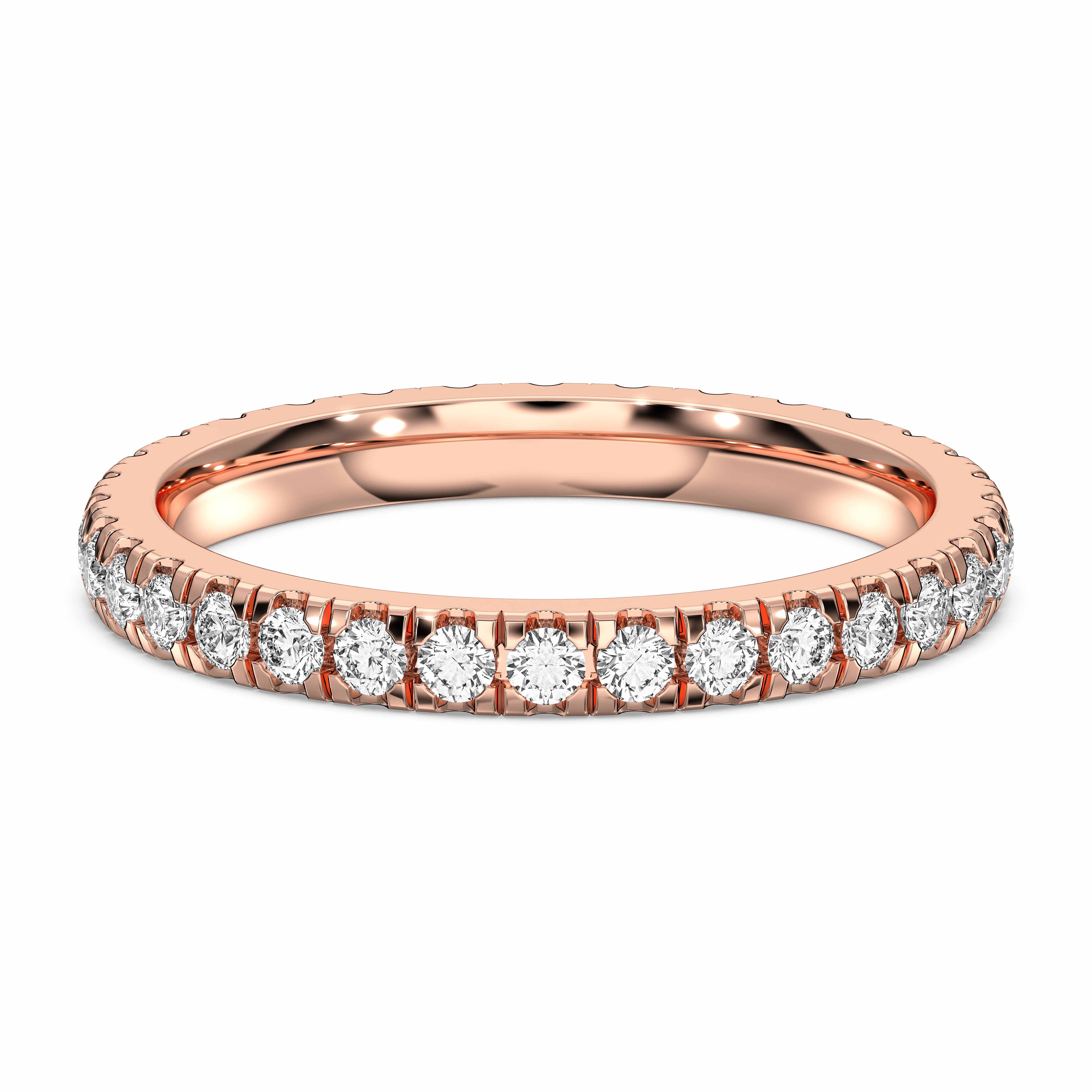 Round Cut 0.70 Carat Lab Grown Diamond Prong Set Wedding Band in Solid Gold for Her