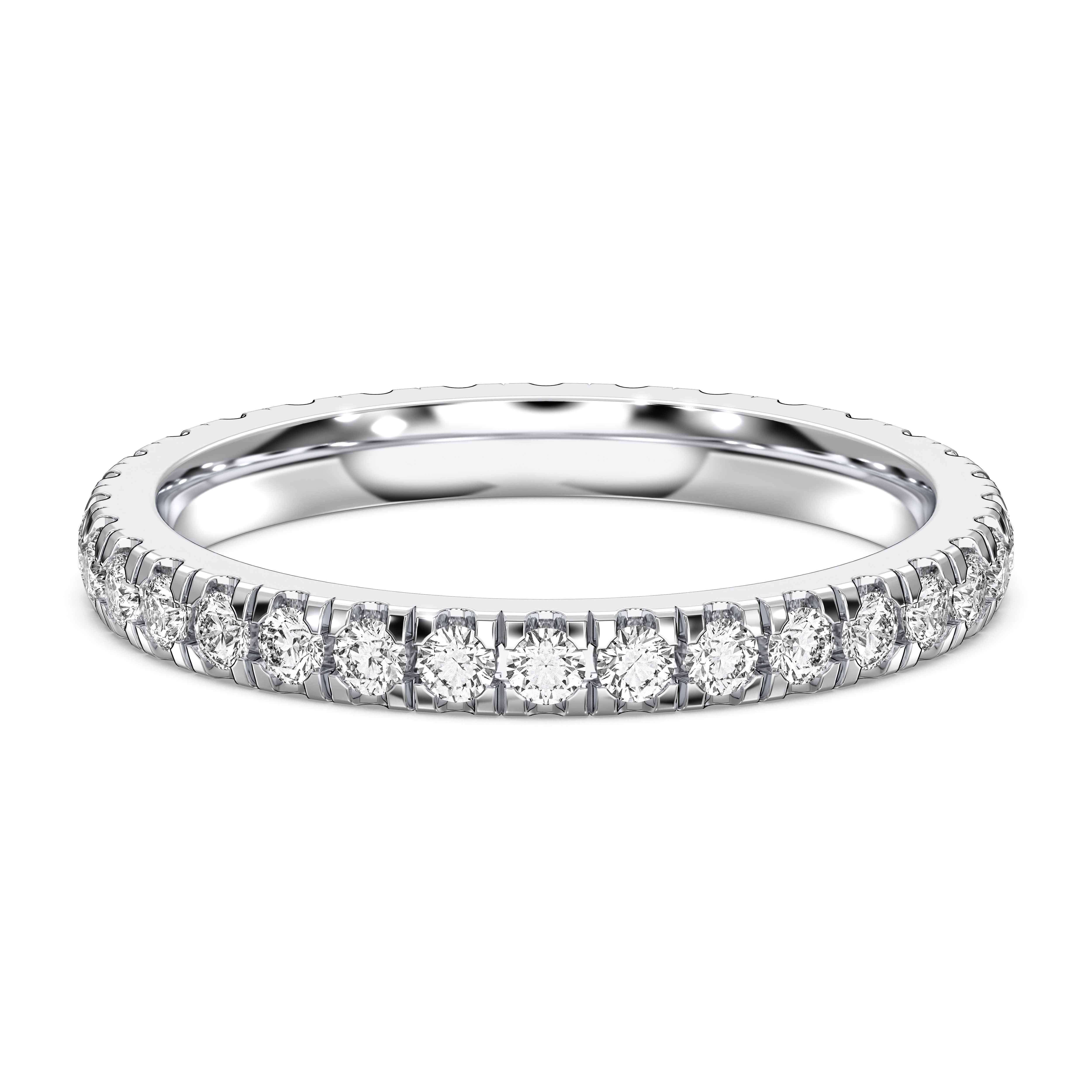 Round Cut 0.70 Carat Lab Grown Diamond Prong Set Wedding Band in Solid Gold for Her