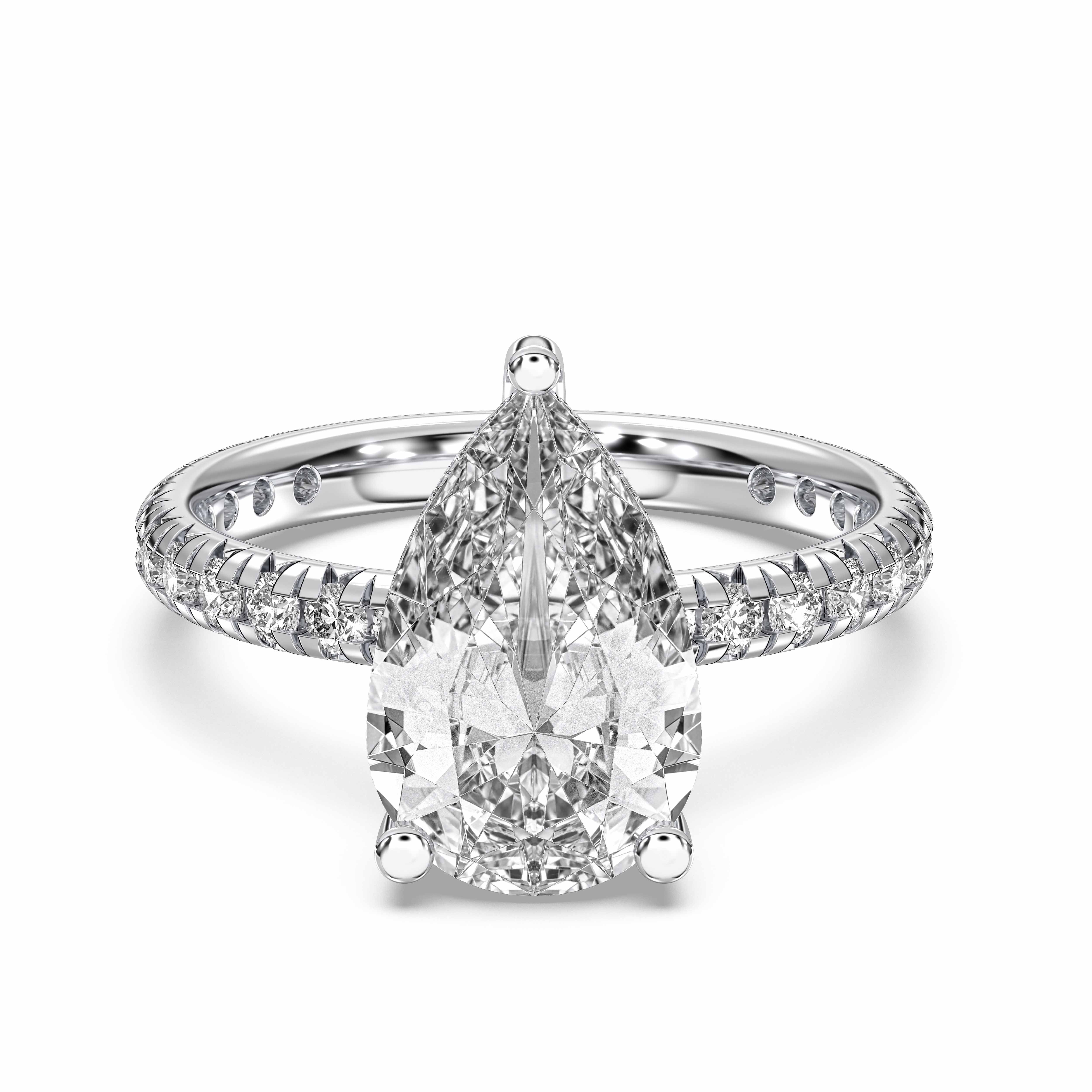 Pear & Round Shape 4.66 Carat Lab Grown Diamond Solitaire Engagement Ring in Solid Gold for Her