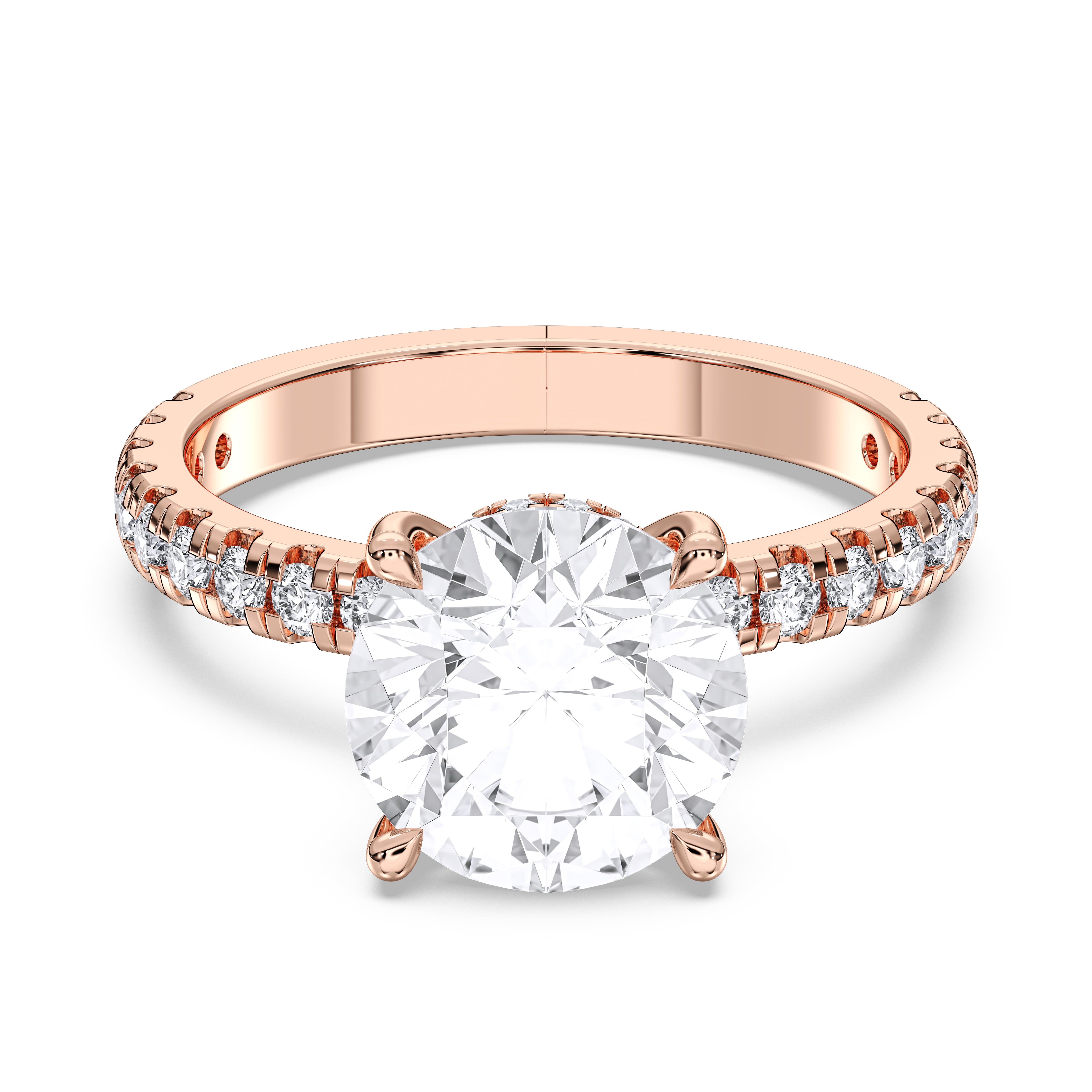 Round Shape 4.50 Carat Lab Grown Diamond Solitaire Engagement Ring in Solid Gold for Women