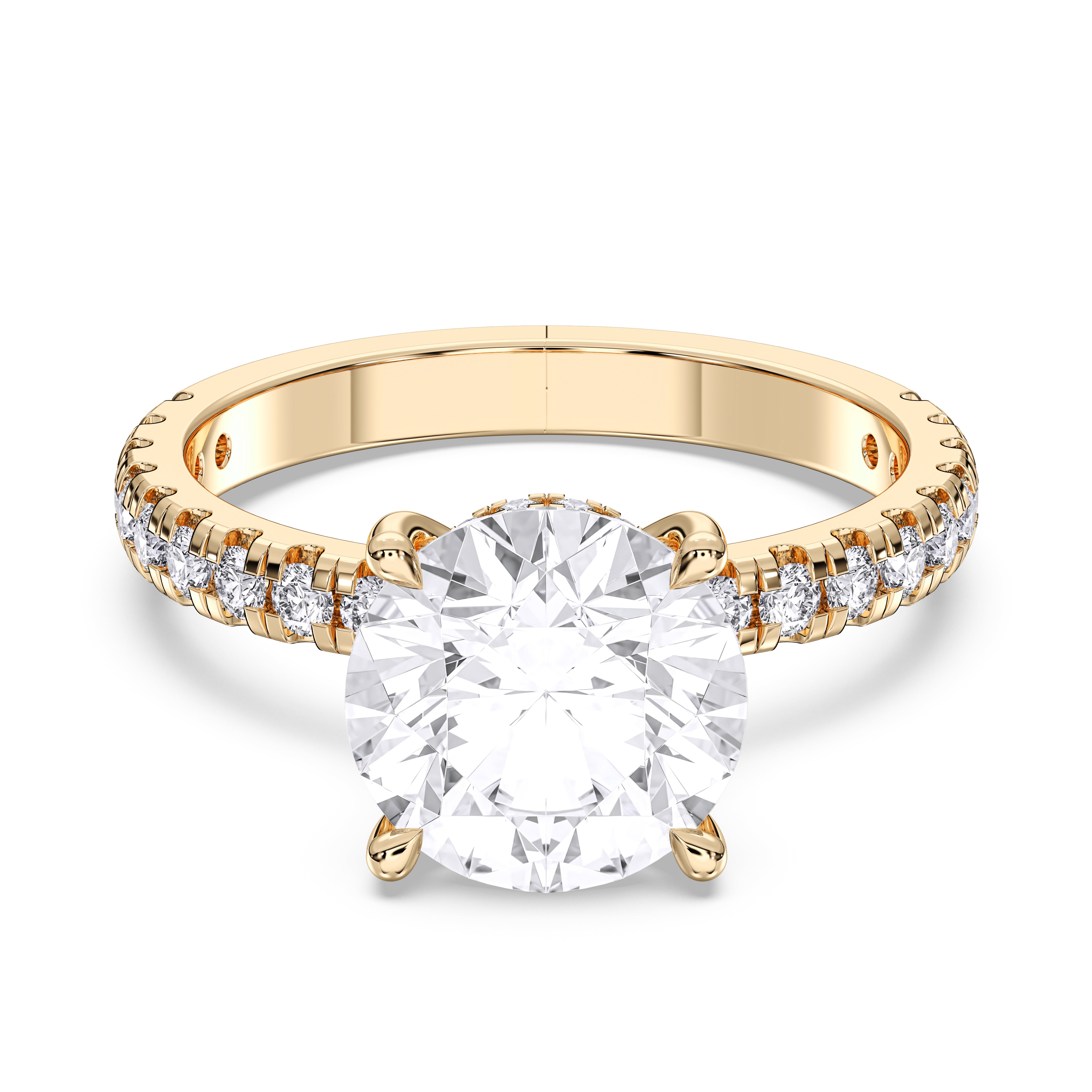 Round Shape 4.50 Carat Lab Grown Diamond Solitaire Engagement Ring in Solid Gold for Women
