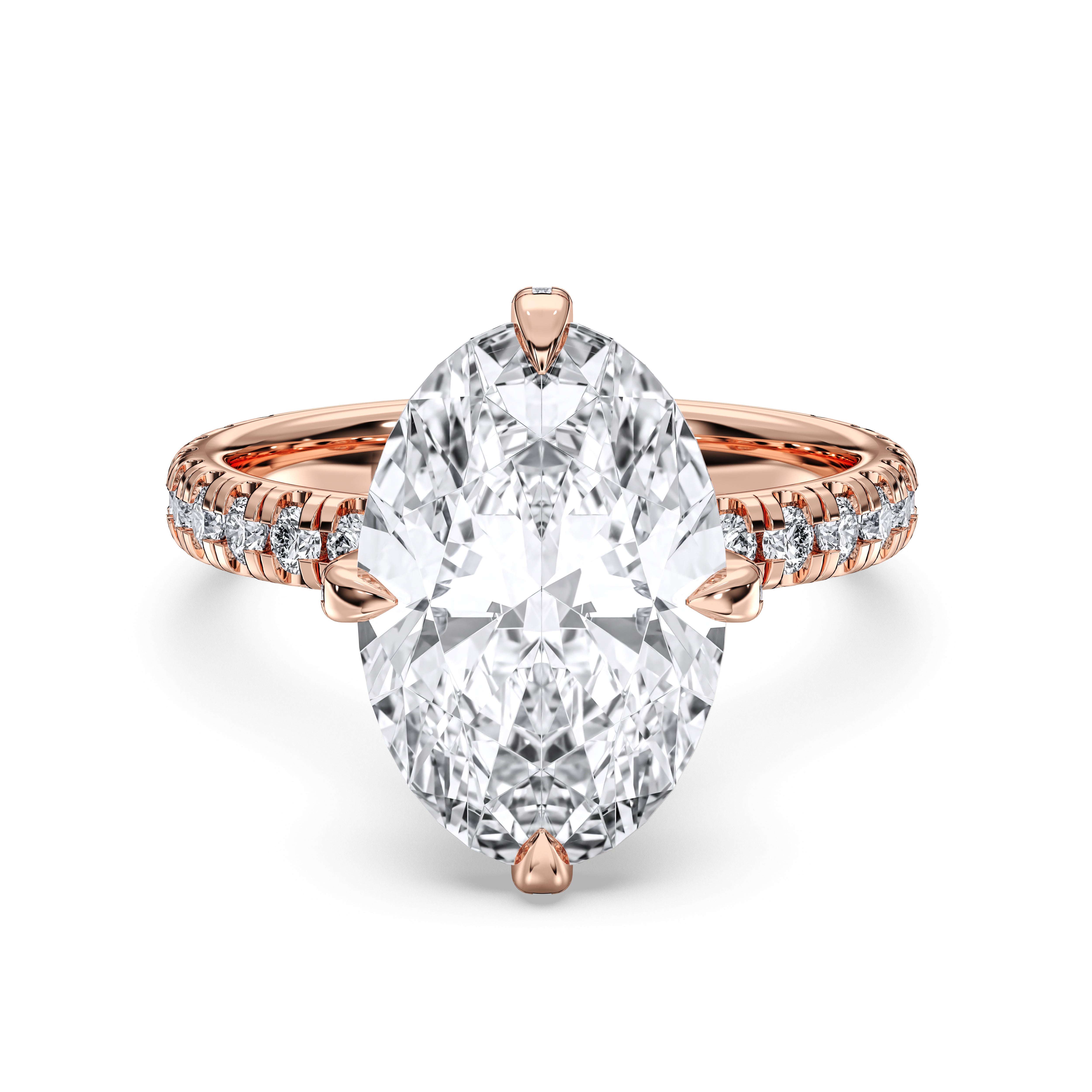 Oval & Round Cut 4.04 Carat Lab Grown Diamond Solitaire Engagement Ring in Solid Gold for Women