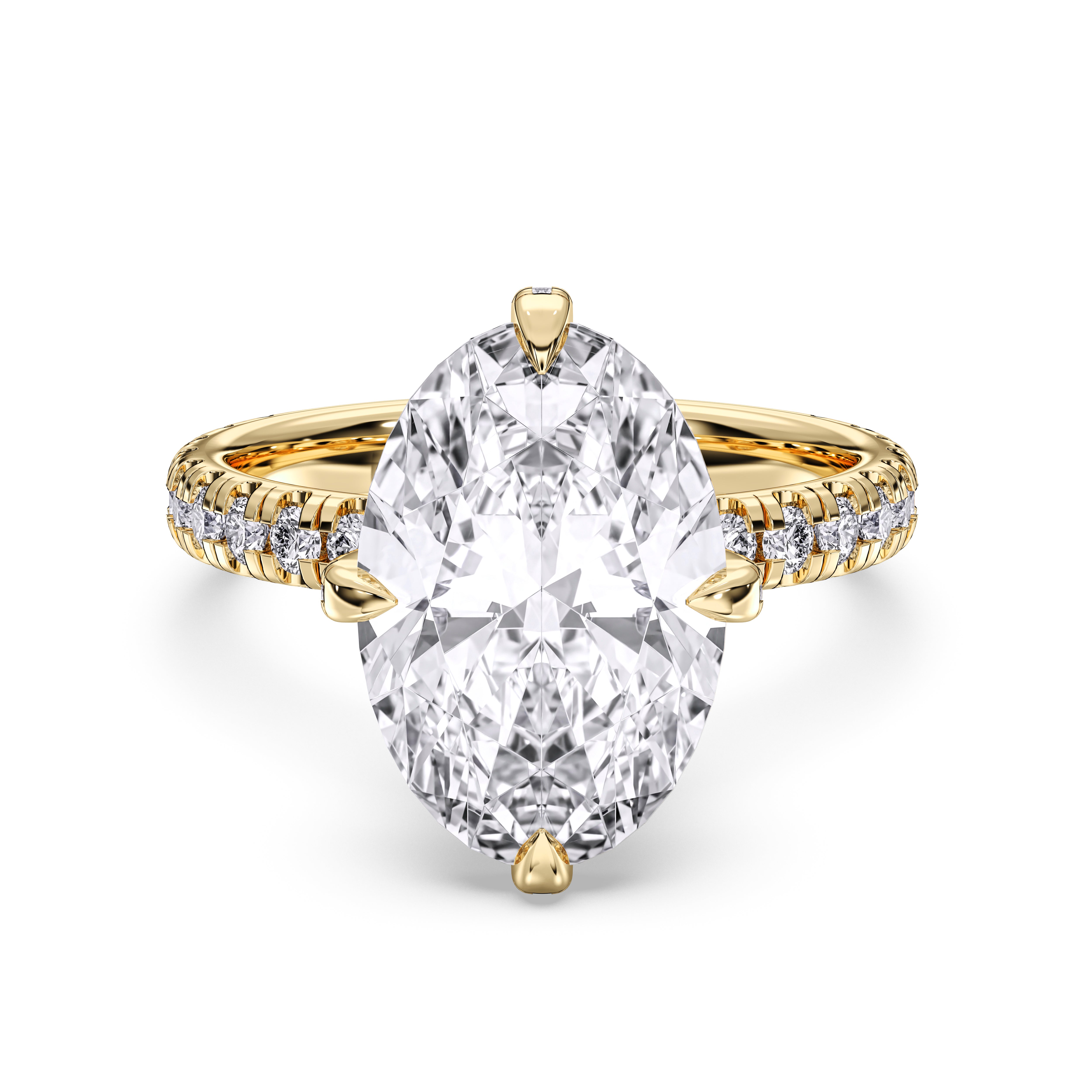 Oval & Round Cut 4.04 Carat Lab Grown Diamond Solitaire Engagement Ring in Solid Gold for Women