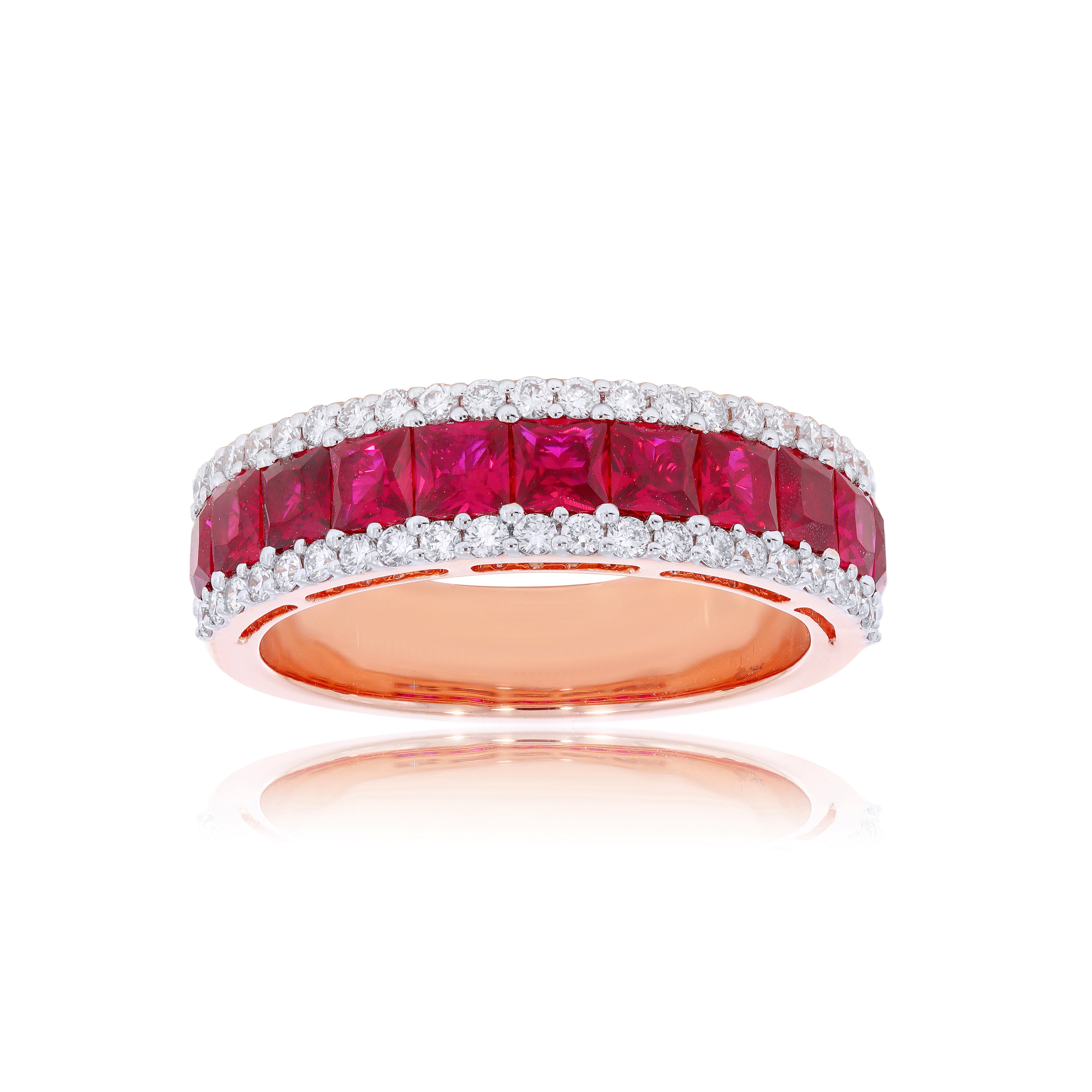 Keeva Jewels Ruby & Round Diamond  Wedding Ring- KJR2206