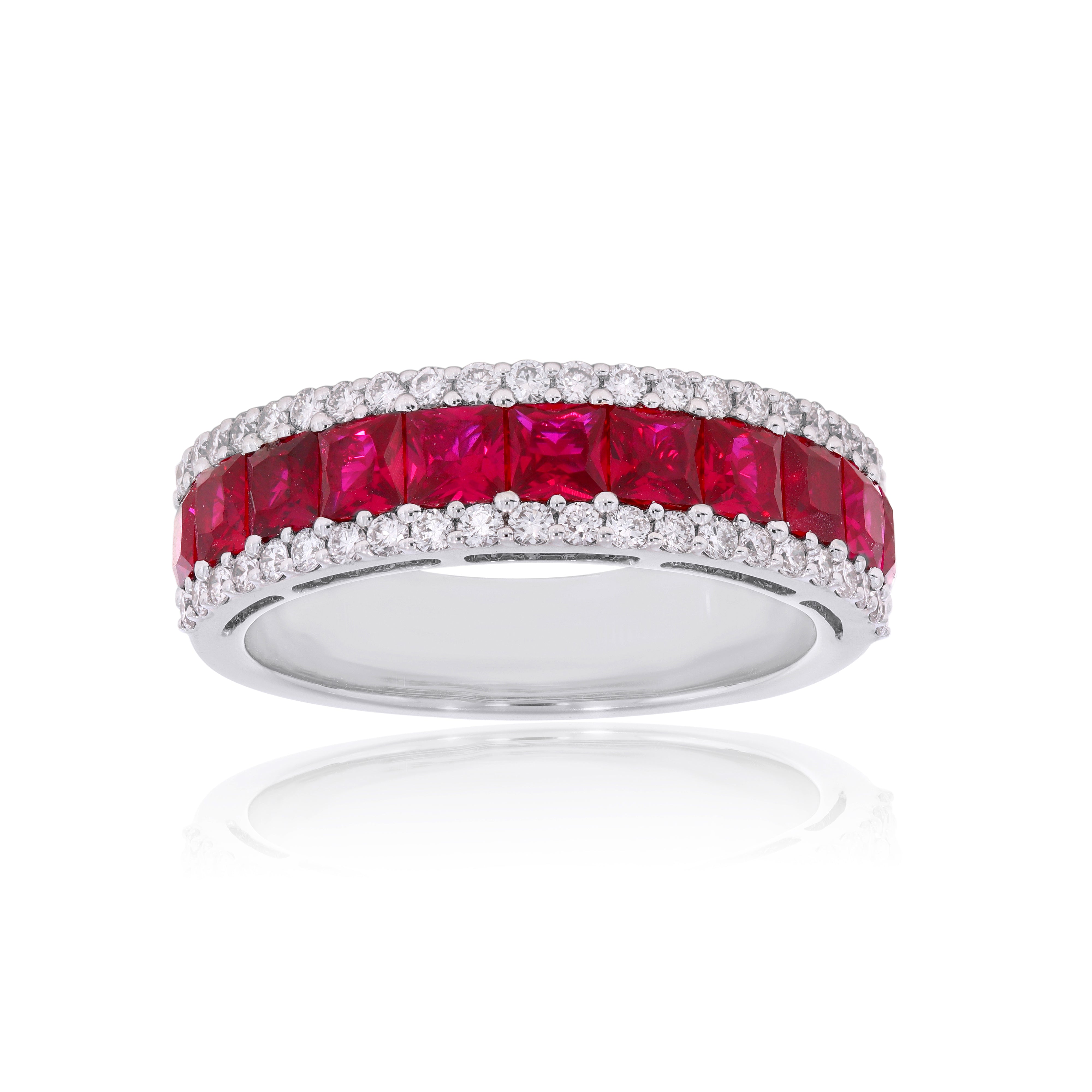 Keeva Jewels Ruby & Round Diamond  Wedding Ring- KJR2206