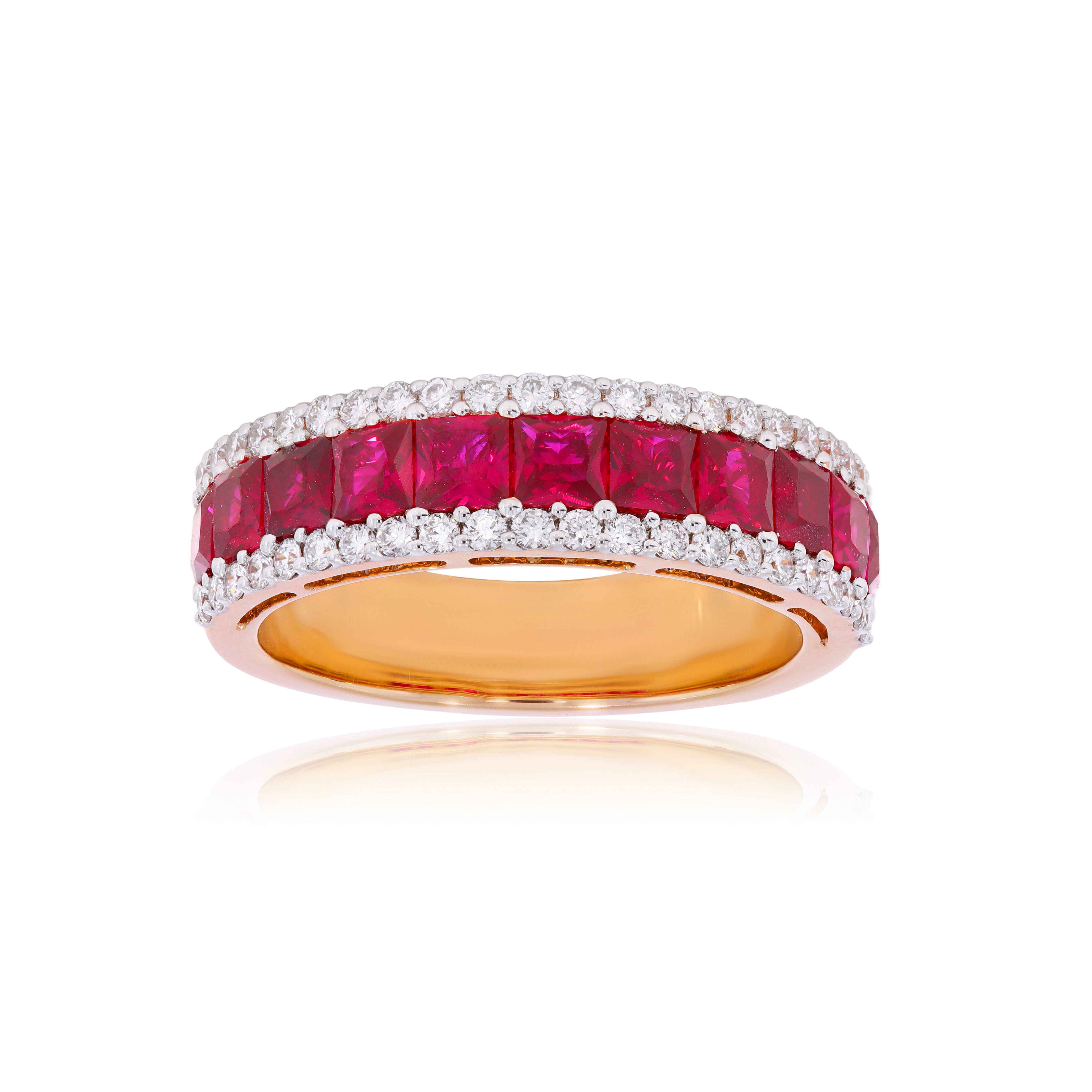 Keeva Jewels Ruby & Round Diamond  Wedding Ring- KJR2206