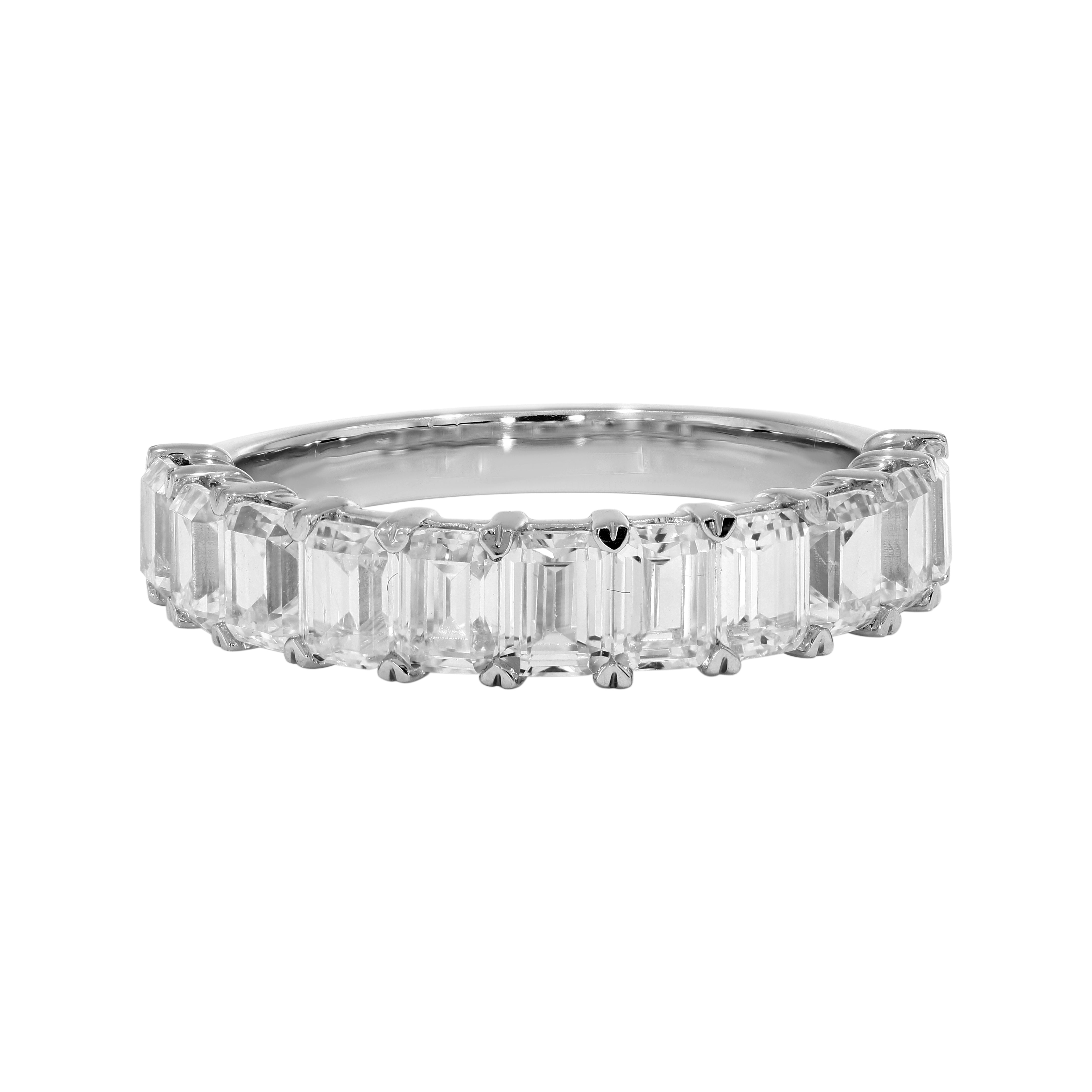 Keeva Jewels Emerald Diamond Half Eternity Wedding Band- KJR4585