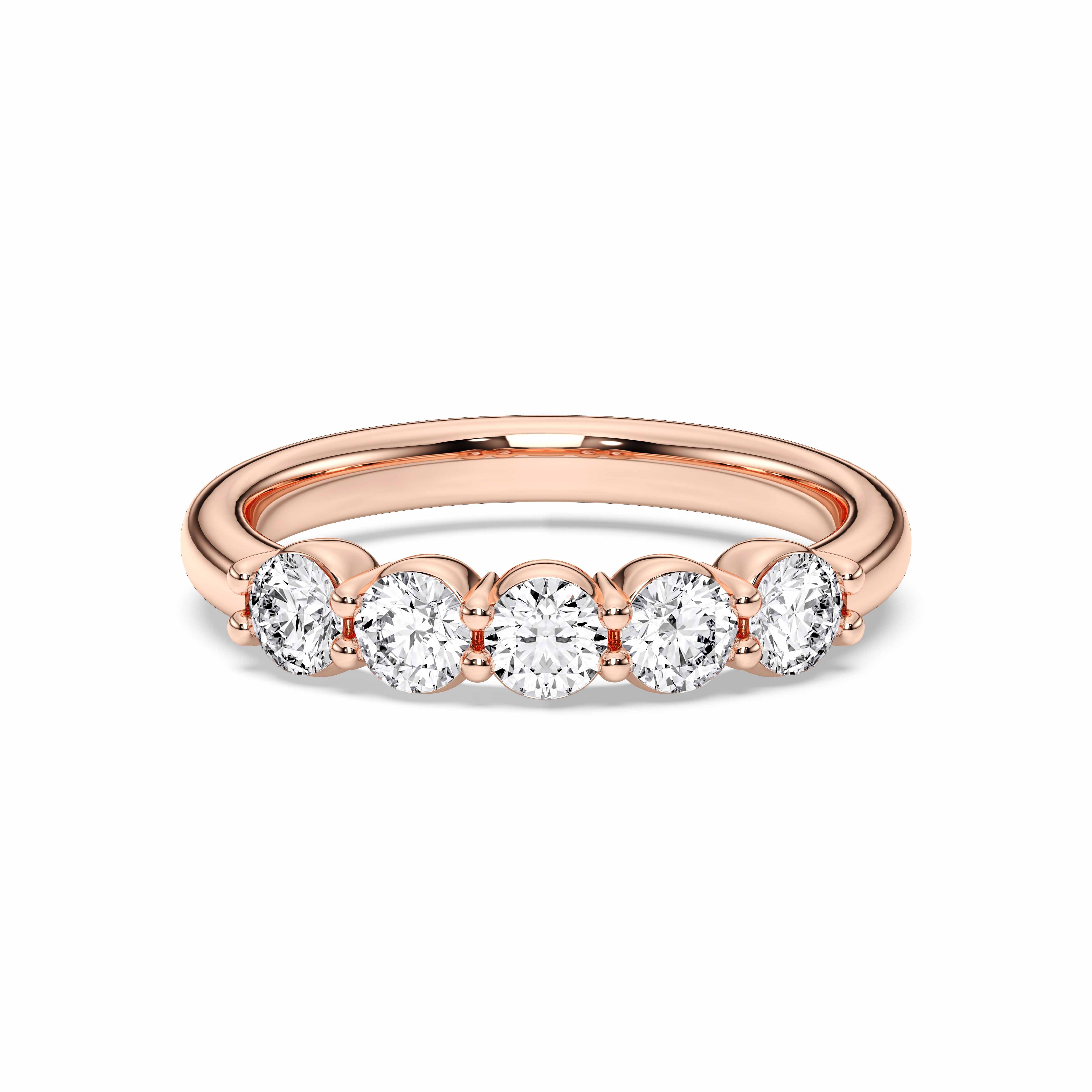1 Carat Round Cut Lab Grown Diamond Prong Set Wedding Band in Solid Gold for Women