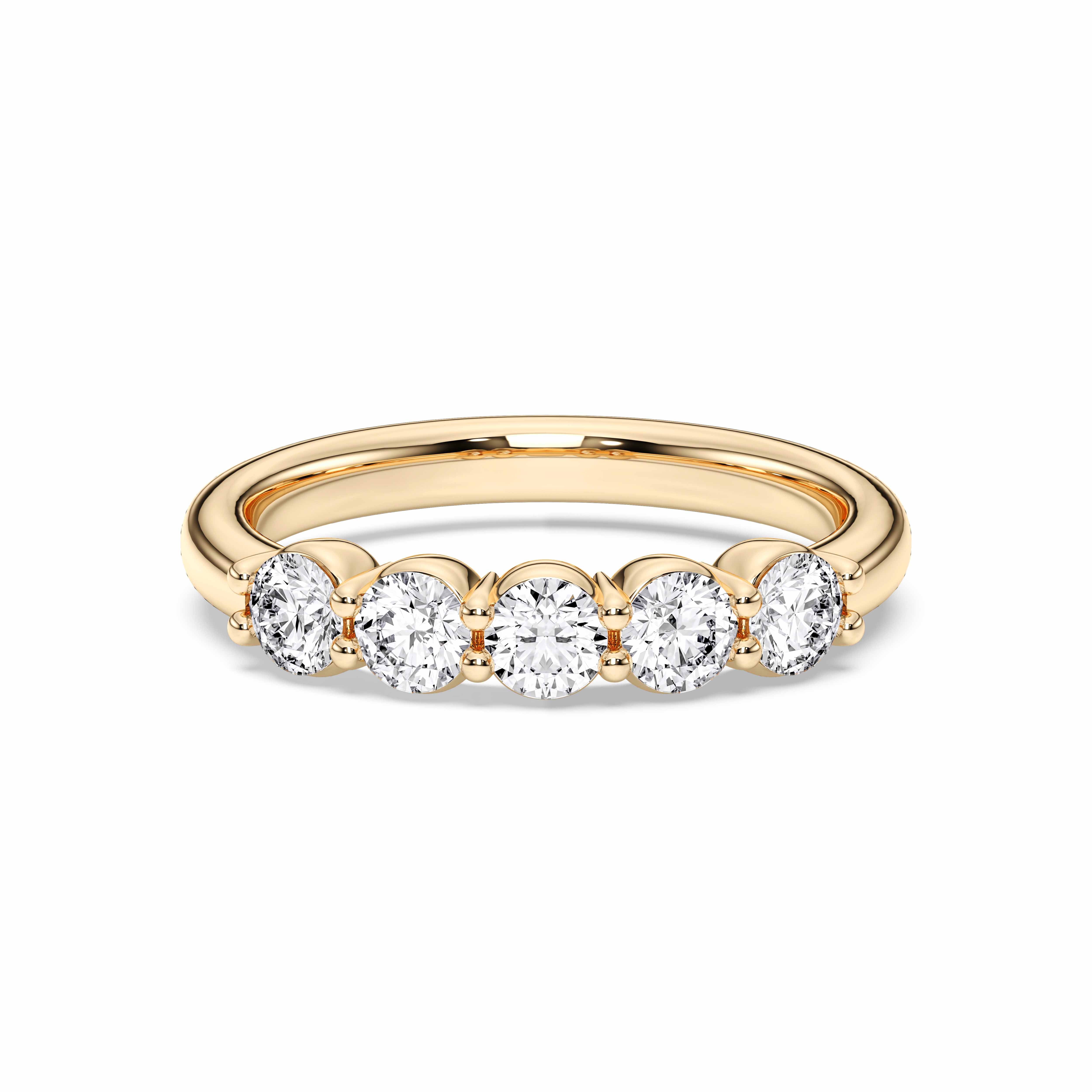 1 Carat Round Cut Lab Grown Diamond Prong Set Wedding Band in Solid Gold for Women