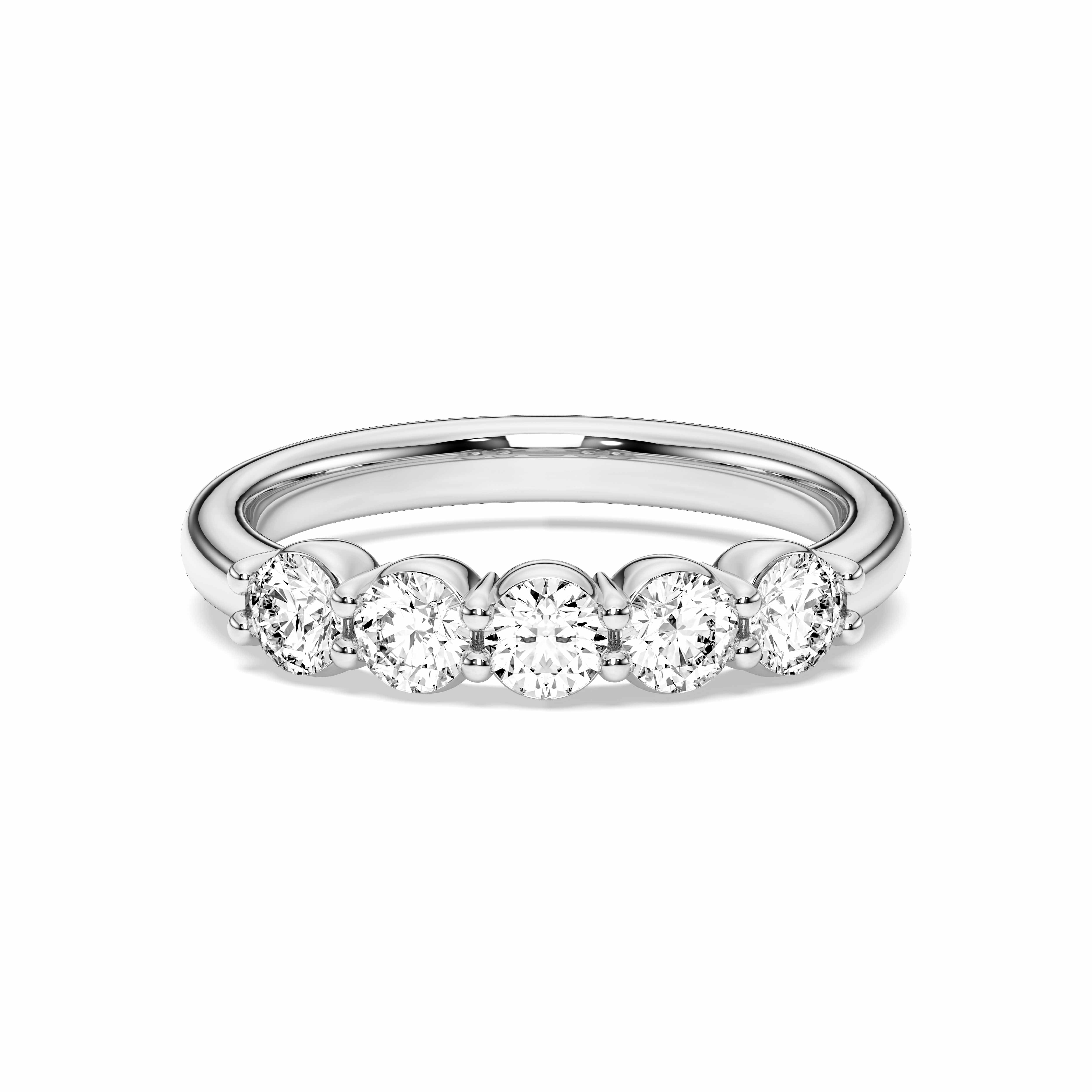 1 Carat Round Cut Lab Grown Diamond Prong Set Wedding Band in Solid Gold for Women