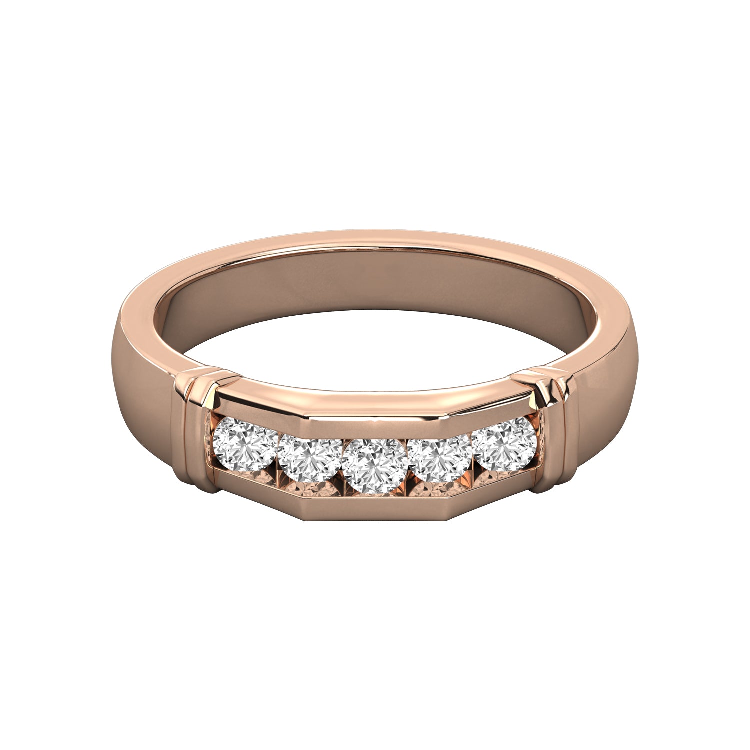 Keeva Jewels Round Diamond Channel Set Wedding Band - KJR5014