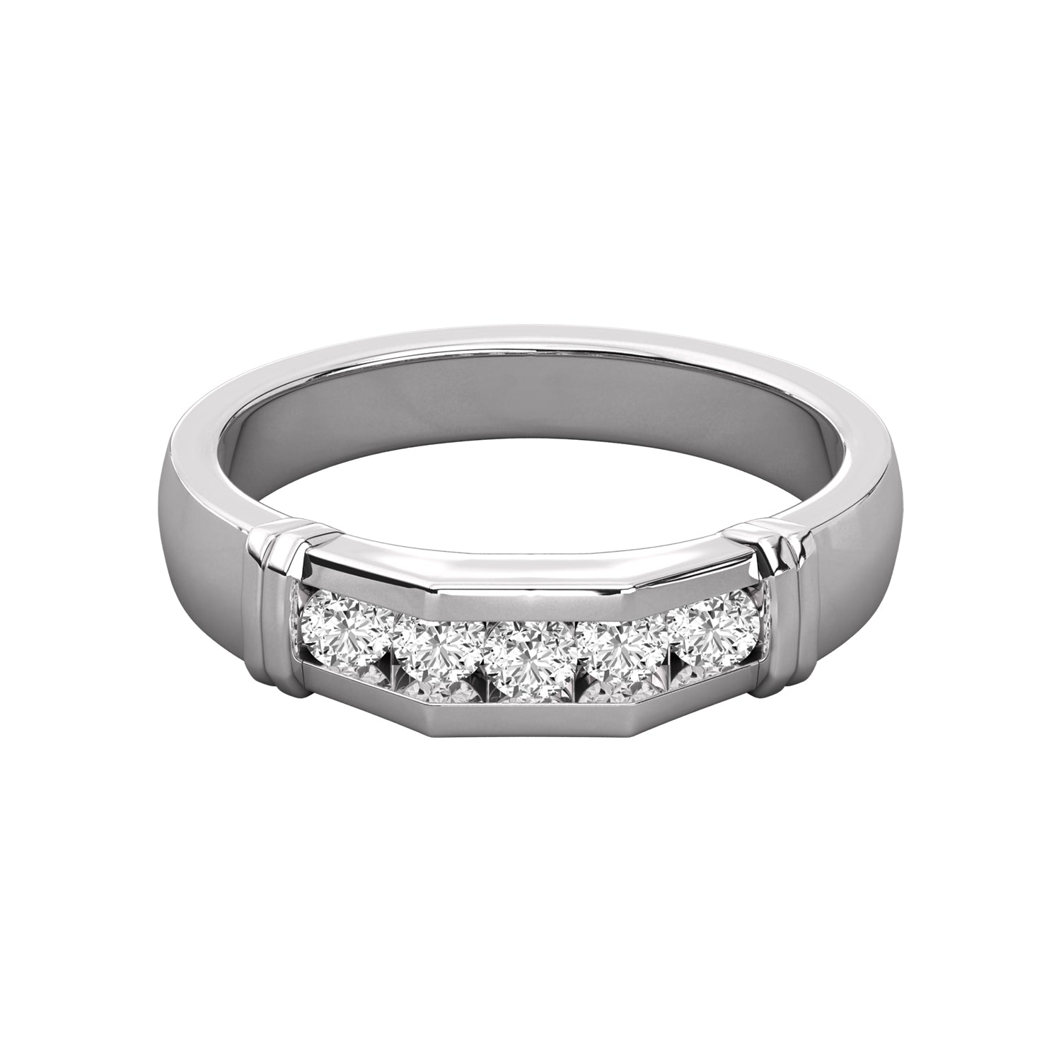 Keeva Jewels Round Diamond Channel Set Wedding Band - KJR5014