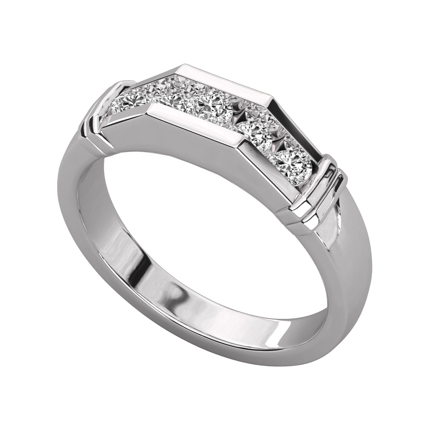 Keeva Jewels Round Diamond Channel Set Wedding Band - KJR5014