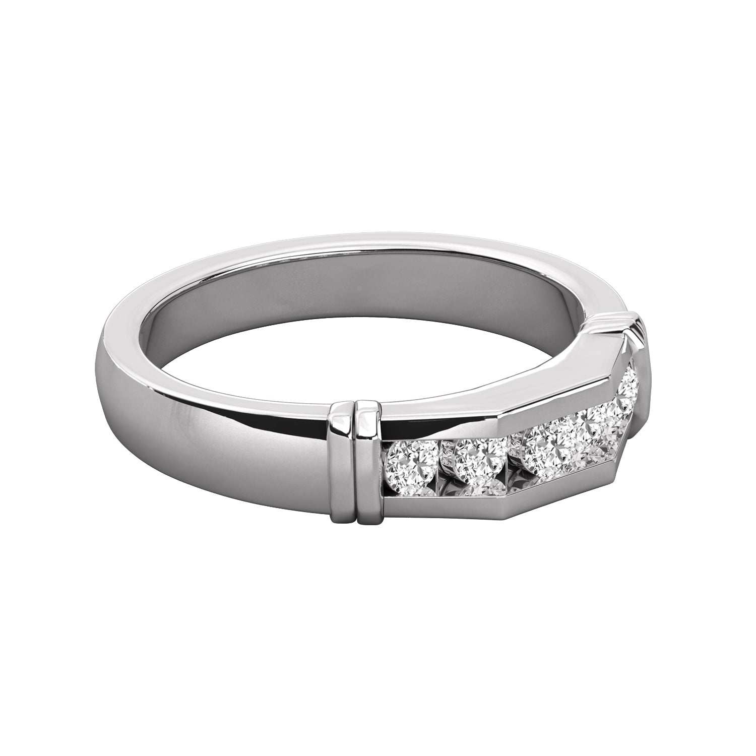 Keeva Jewels Round Diamond Channel Set Wedding Band - KJR5014