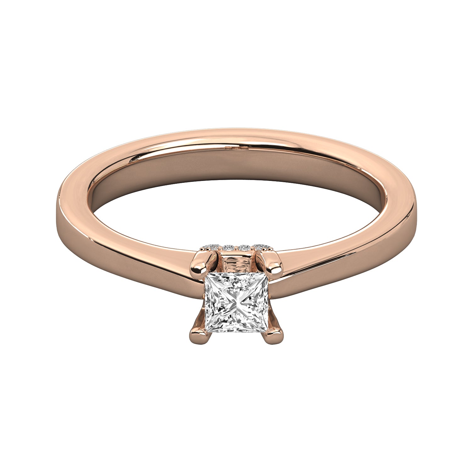 Keeva Jewels Princess Cut Diamond And Round Diamond Solitaire Ring - KJR5016