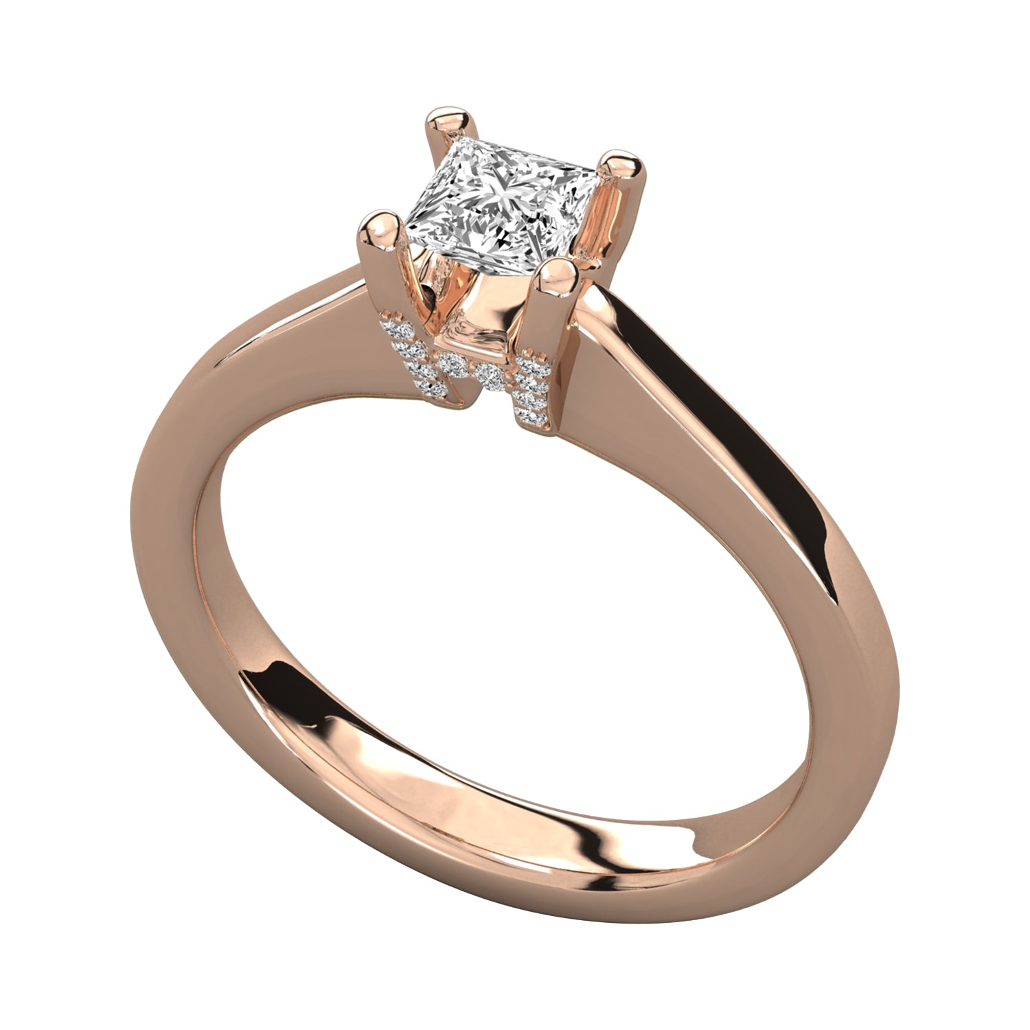 Keeva Jewels Princess Cut Diamond And Round Diamond Solitaire Ring - KJR5016