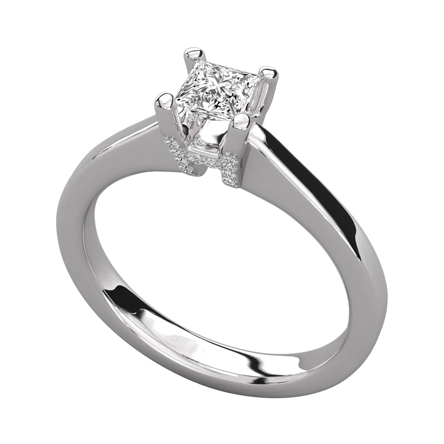 Keeva Jewels Princess Cut Diamond And Round Diamond Solitaire Ring - KJR5016