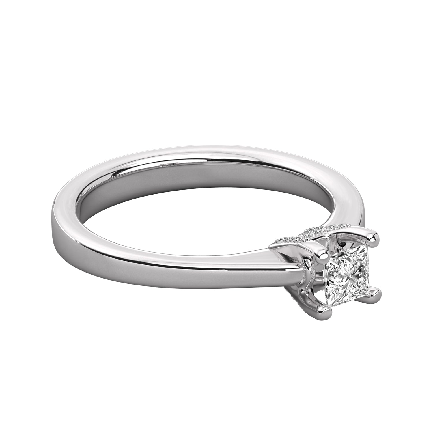 Keeva Jewels Princess Cut Diamond And Round Diamond Solitaire Ring - KJR5016