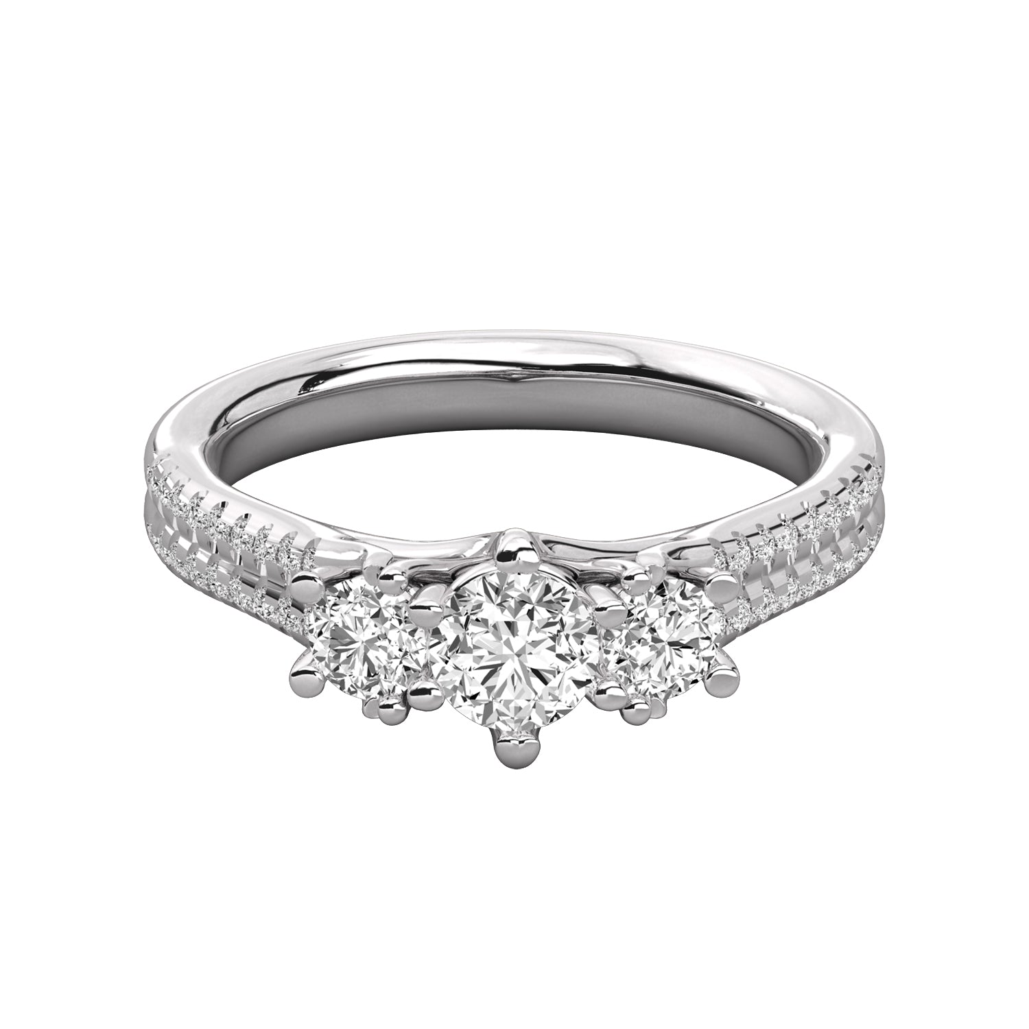 Keeva Jewels Round Cut Diamond 3 Stone Wedding Band - KJR5017