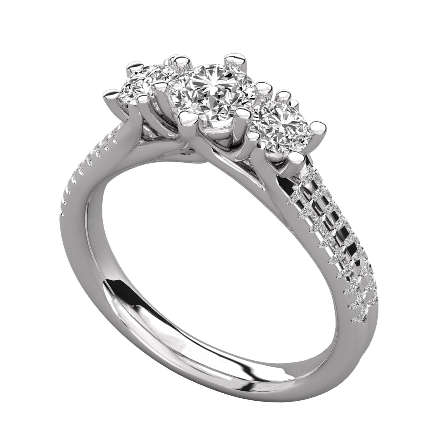 Keeva Jewels Round Cut Diamond 3 Stone Wedding Band - KJR5017