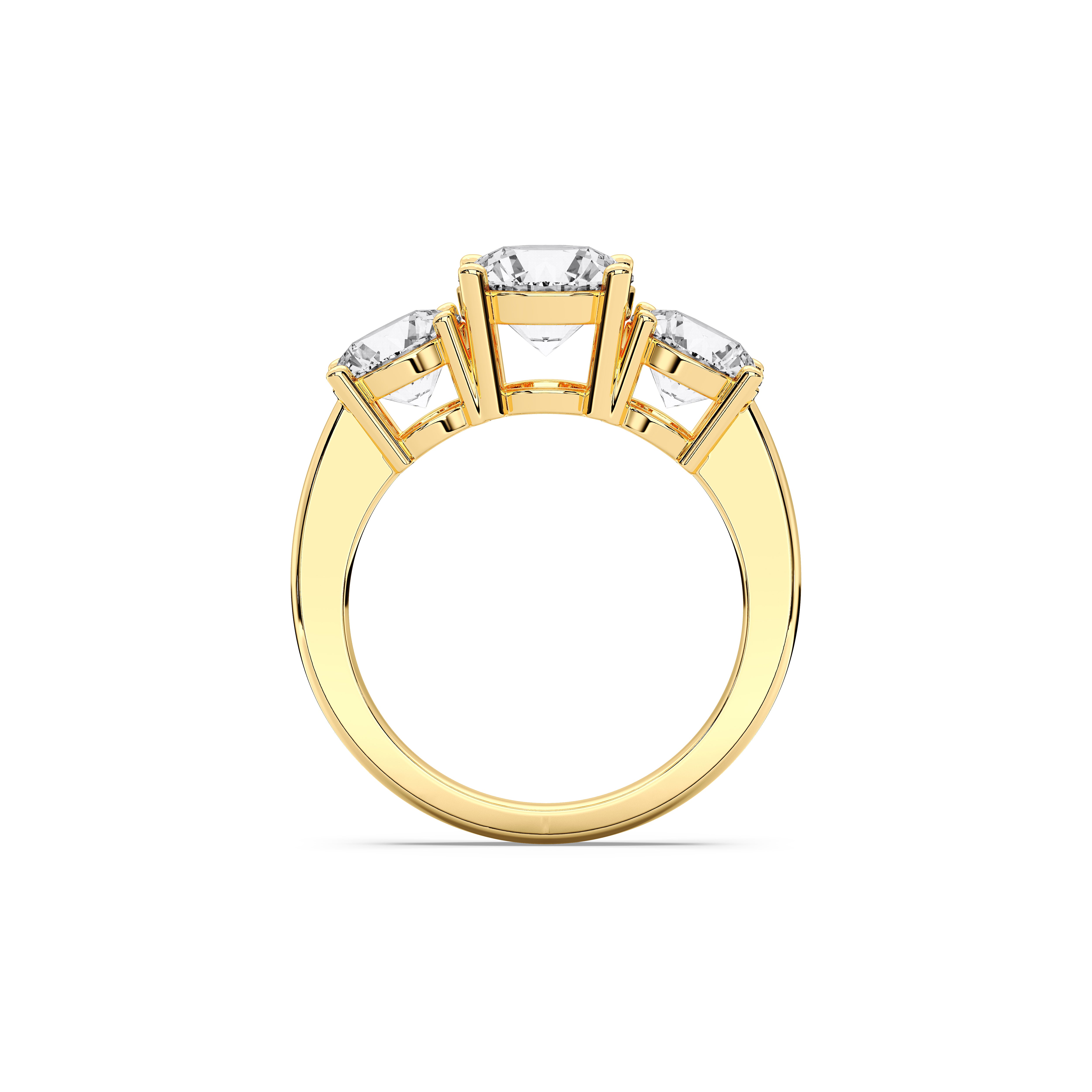 3.75 Carat Round Cut Lab Grown Diamond 3 Stone Engagement Ring Made in Solid Gold