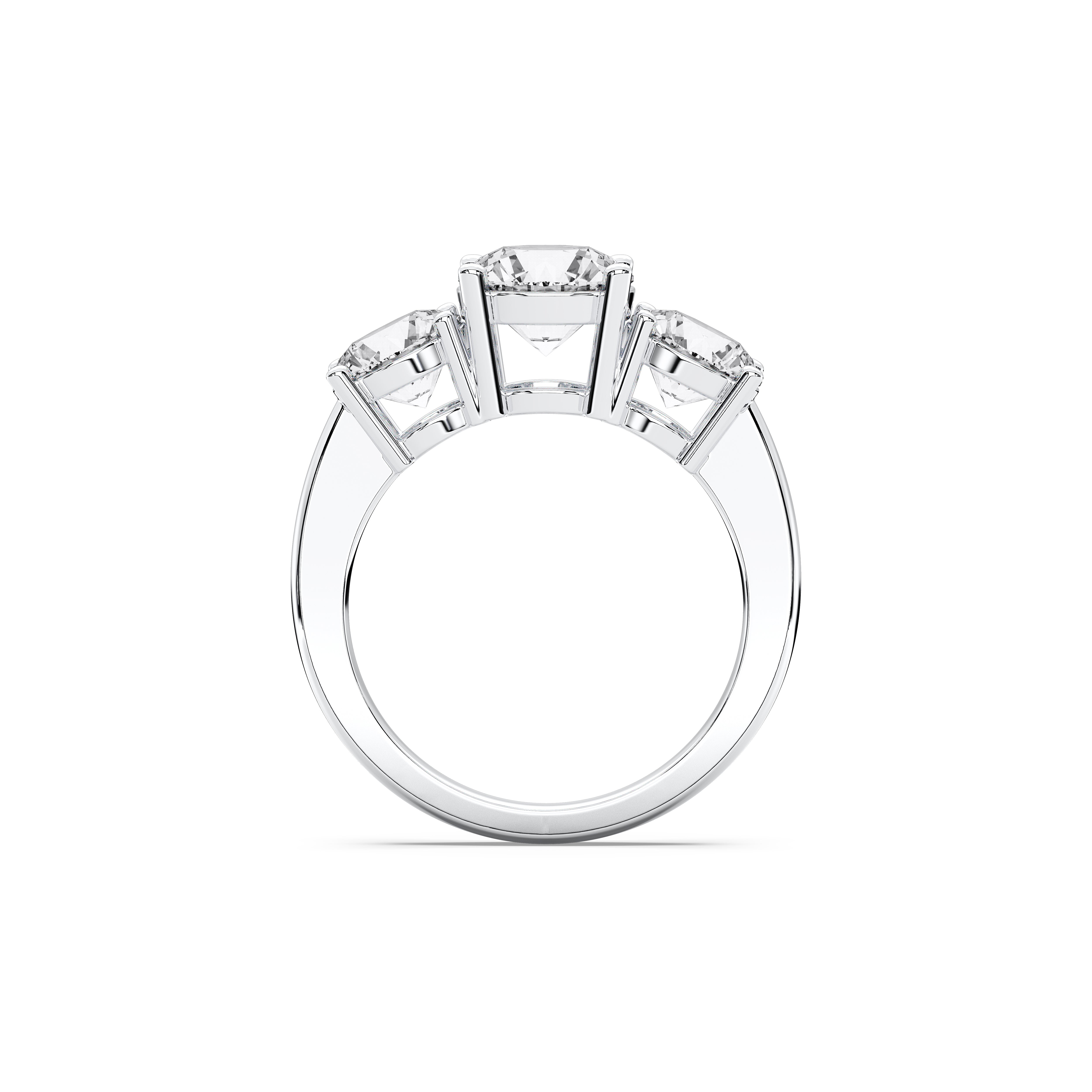 3.75 Carat Round Cut Lab Grown Diamond 3 Stone Engagement Ring Made in Solid Gold