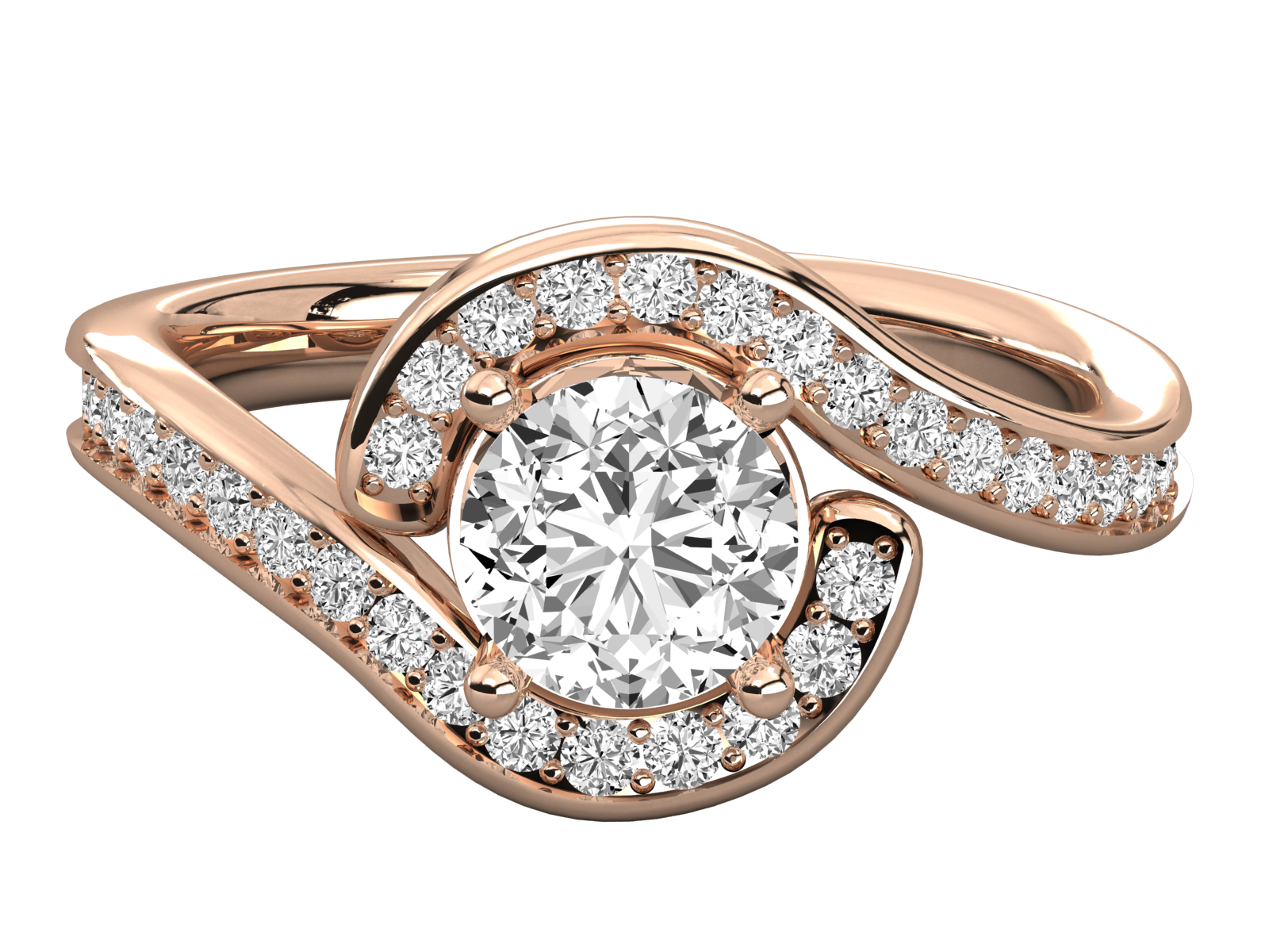 Keeva Jewels Round Diamond Bypass Halo Engagement Ring -KJR5163