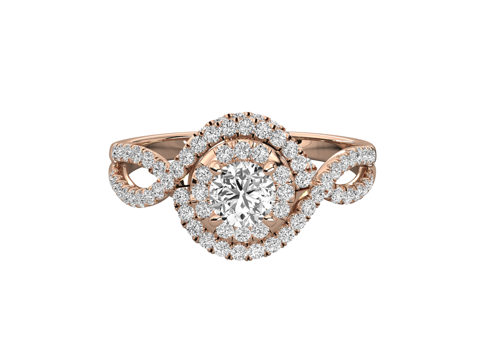 Keeva Jewels Round Diamond Bypass Round halo Engagement Ring - KJR5233