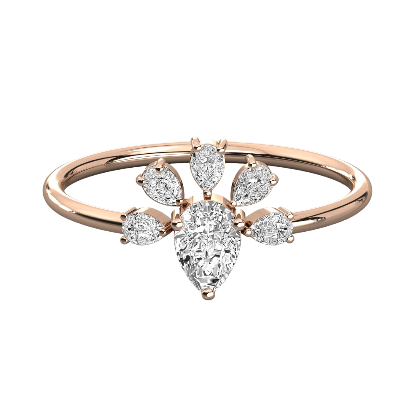 Keeva Jewels Pear Diamond Flower Design Wedding Band - KJR5308