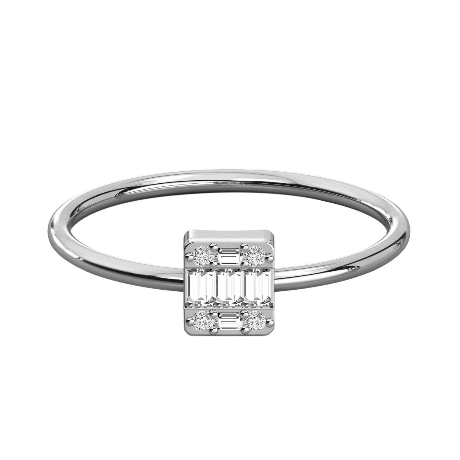 Keeva Jewels Baguette And Round Cut Diamond Square Halo Wedding Band - KJR5362