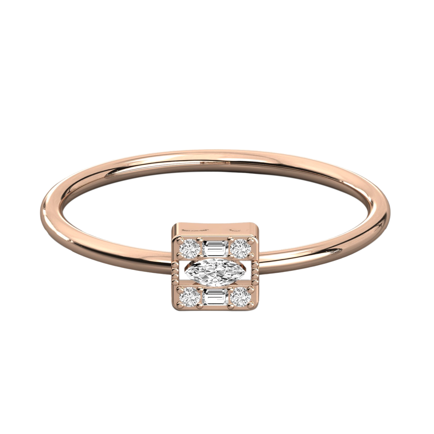 Keeva Jewels Marquise Baguette And Round Cut Diamond Halo Wedding Band - KJR5364