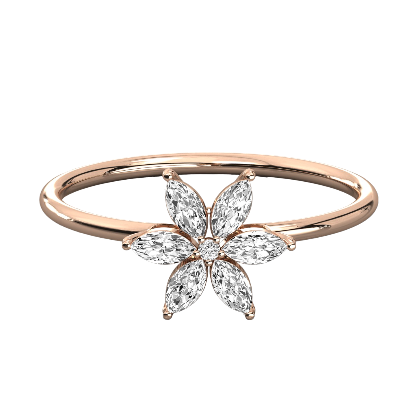 Keeva Jewels Marquise And Round Cut Diamond Flower Shape Wedding Band - KJR5367