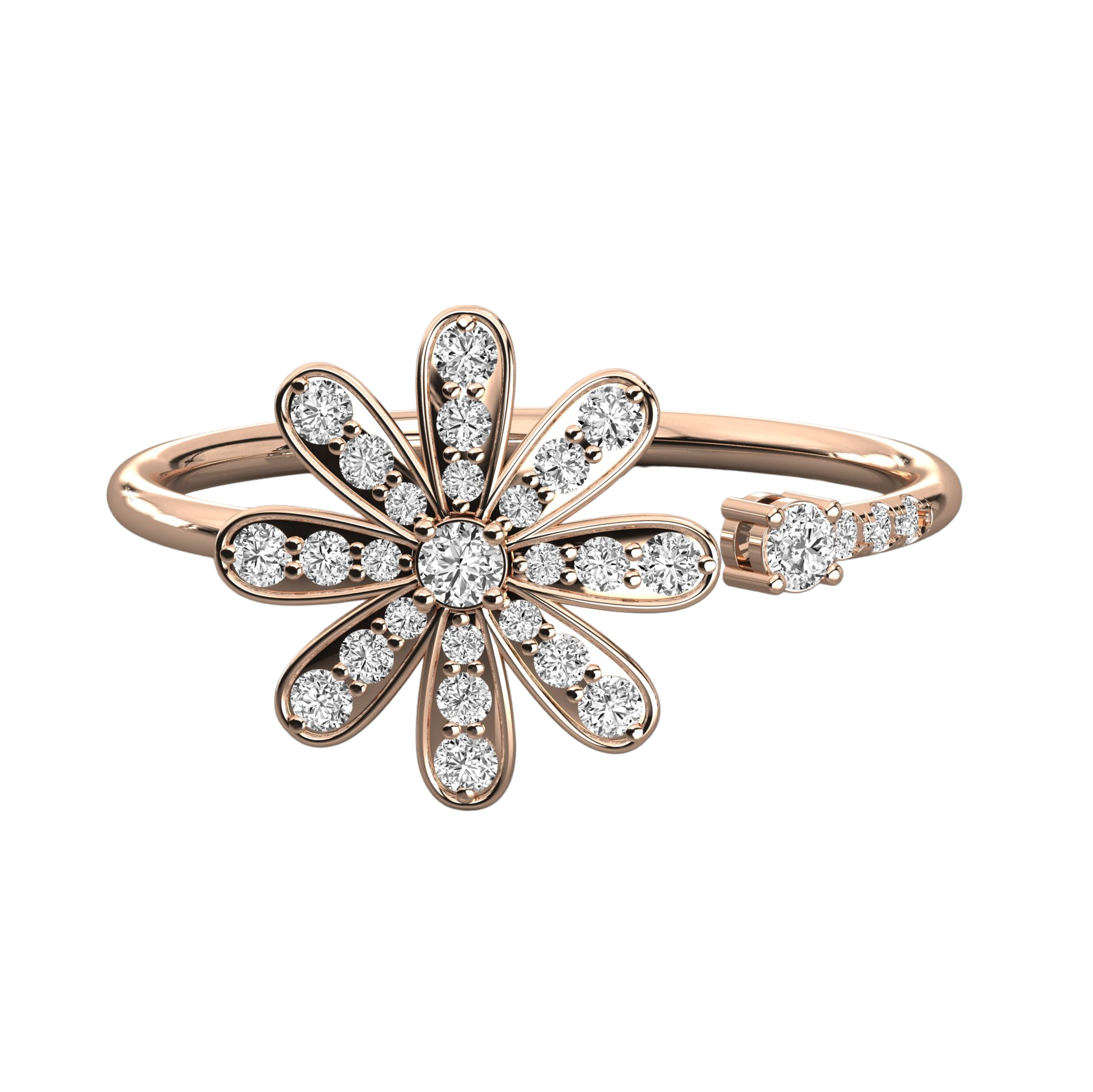 Keeva Jewels Round Diamond Adjustable Flower Design Wedding Band - KJR5407