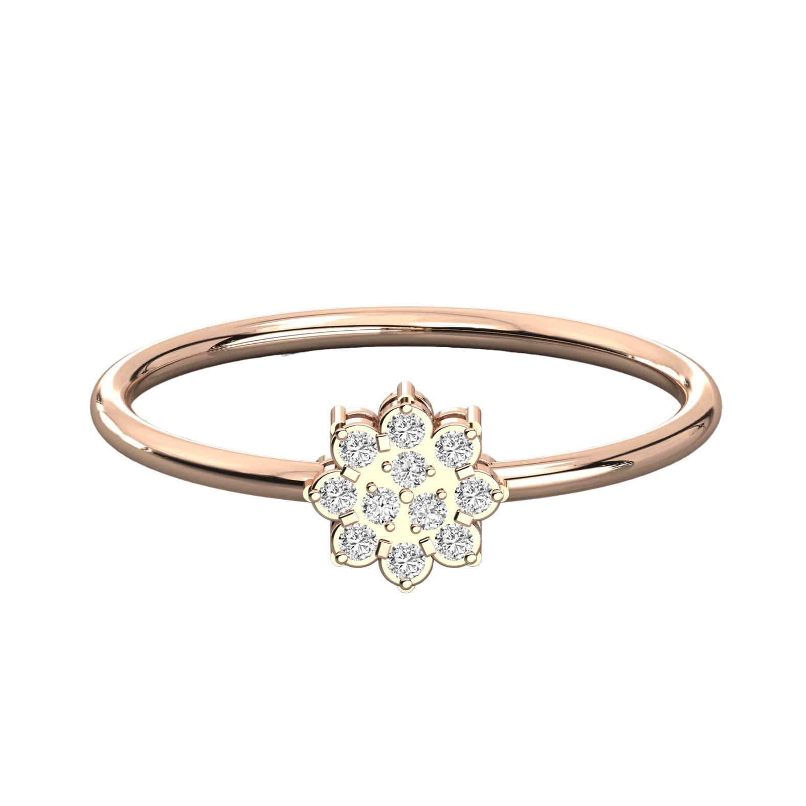 Keeva Jewels Round Diamond Star Flower Design Wedding Band - KJR5417