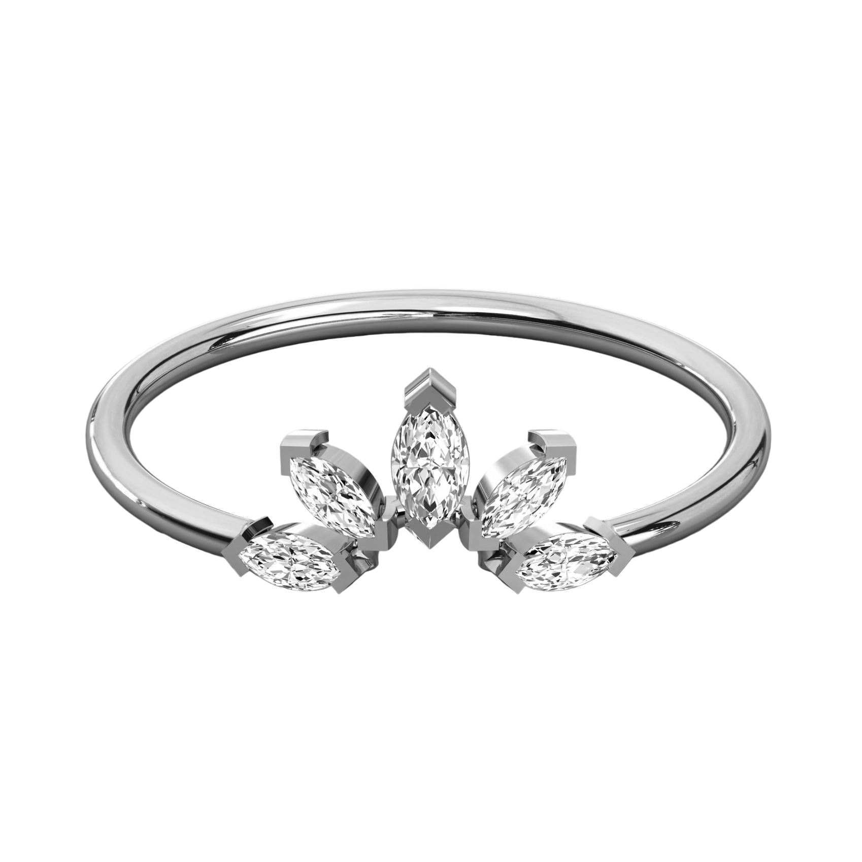 Keeva Jewels Round Diamond Half Flower Design Wedding Band - KJR5451