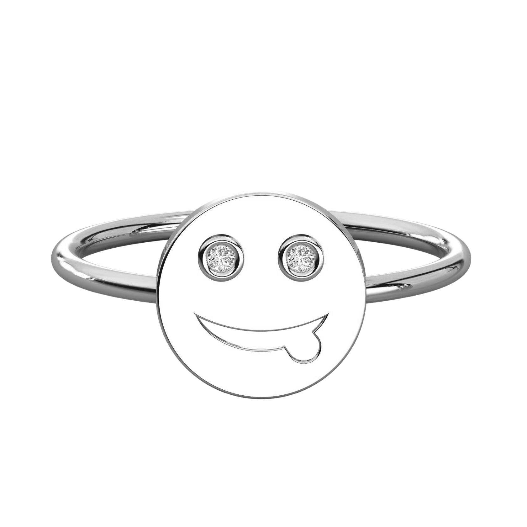 Keeva Jewels Round Diamond Smile Emoji Design Wedding Band - KJR5453