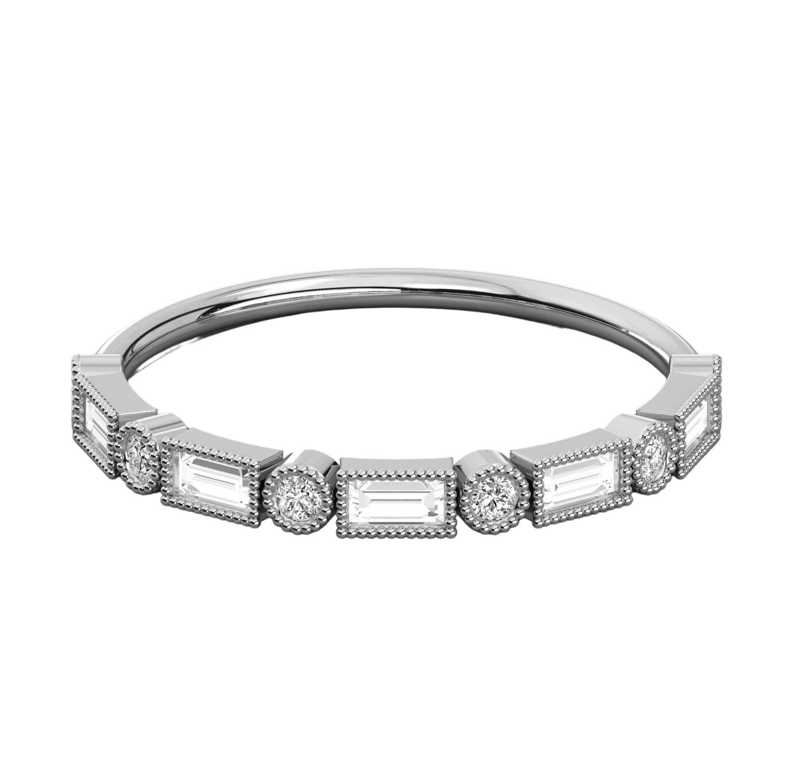 Keeva Jewels Round And Baguette Diamond Designer Wedding Band - KJR5468