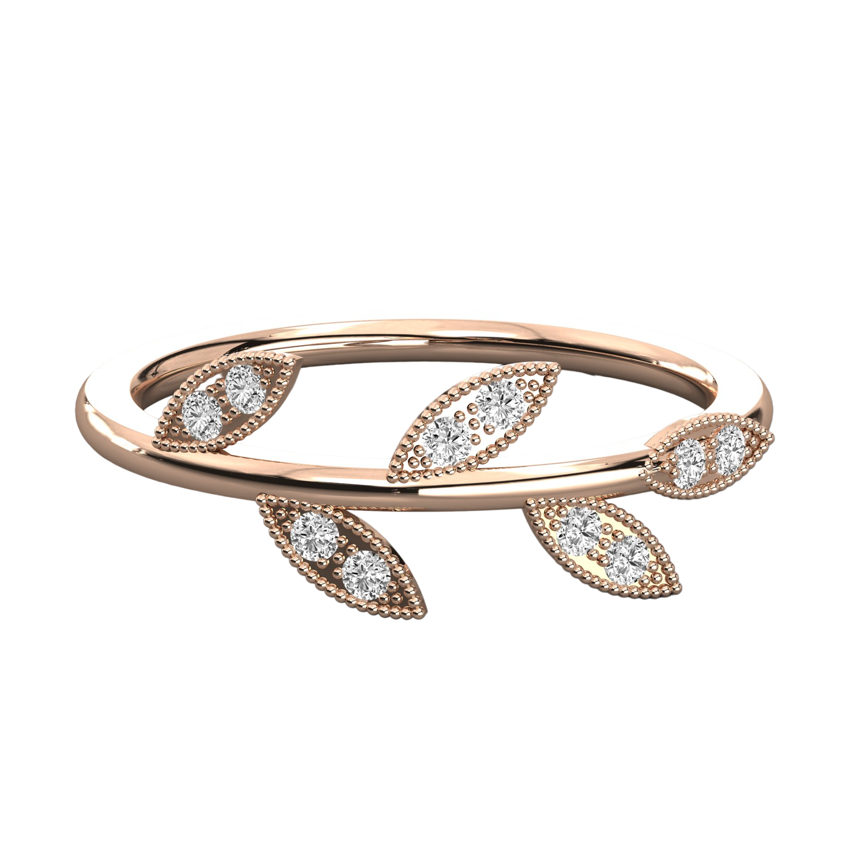 Keeva Jewels Round Diamond Leaf Design Wedding Band - KJR5514