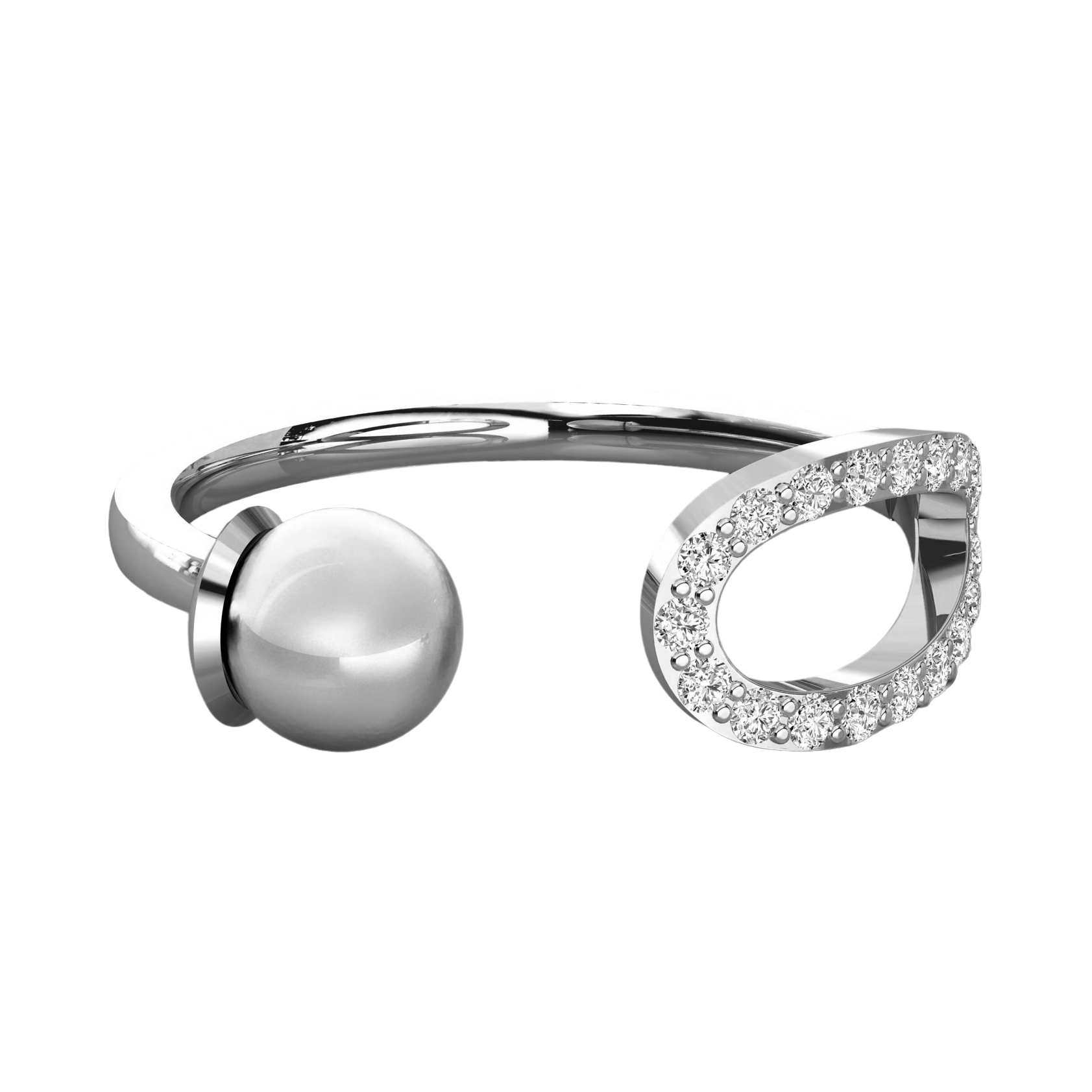 Keeva Jewels Round Diamond Pearl Gap Shank Wedding Band - KJR5517