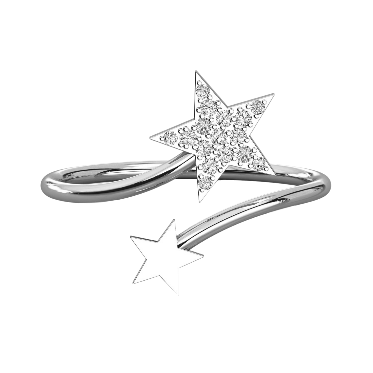 Keeva Jewels Round Diamond Two Star Design Adjustable Wedding Band - KJR5518