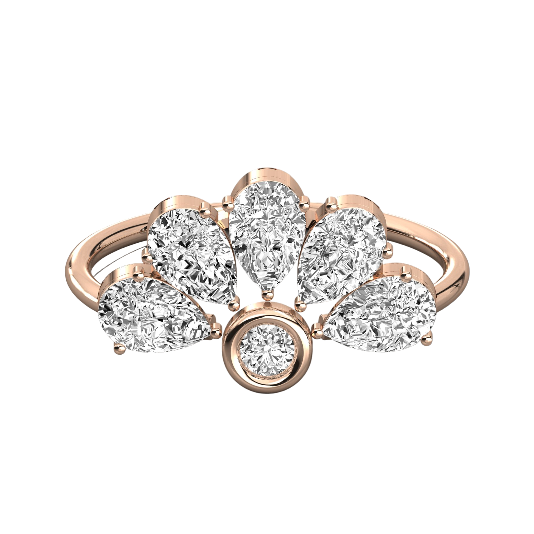 Keeva Jewels Round And Pear Diamond Half Flower Wedding Band - KJR5556