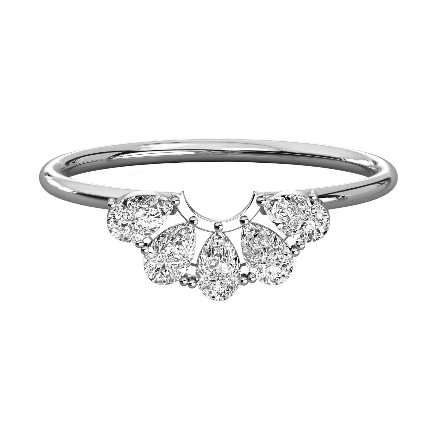 Keeva Jewels Pear Diamond Half Flower Wedding Band - KJR5557