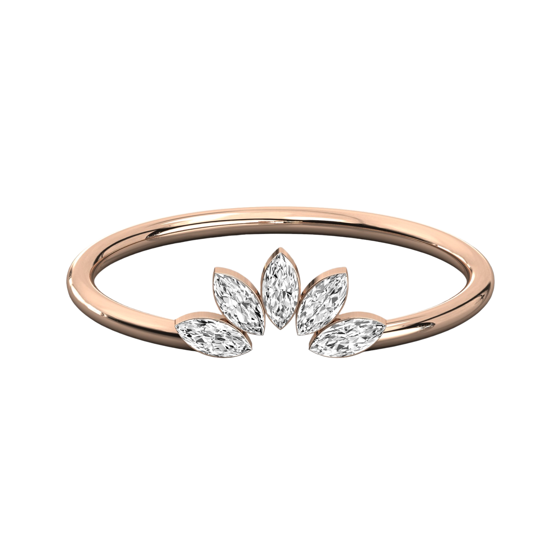 Keeva Jewels MArquise Diamond Flower Design Wedding Band - KJR5584