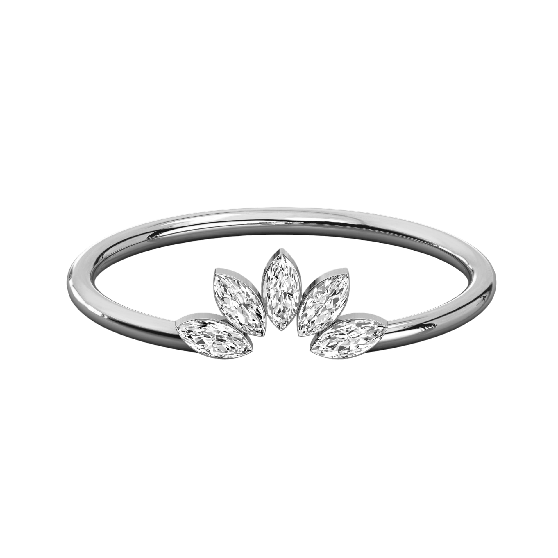 Keeva Jewels MArquise Diamond Flower Design Wedding Band - KJR5584