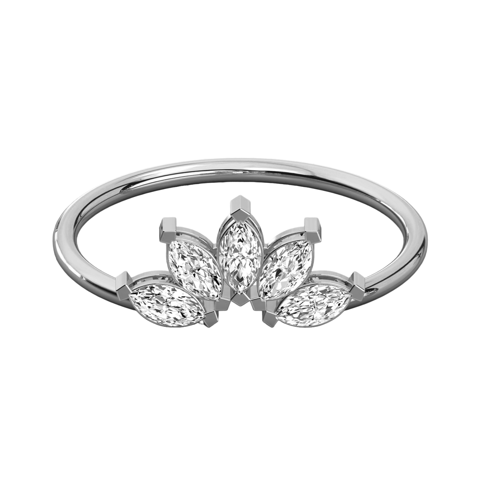 Keeva Jewels MArquise Diamond Flower Design Wedding Band - KJR5585